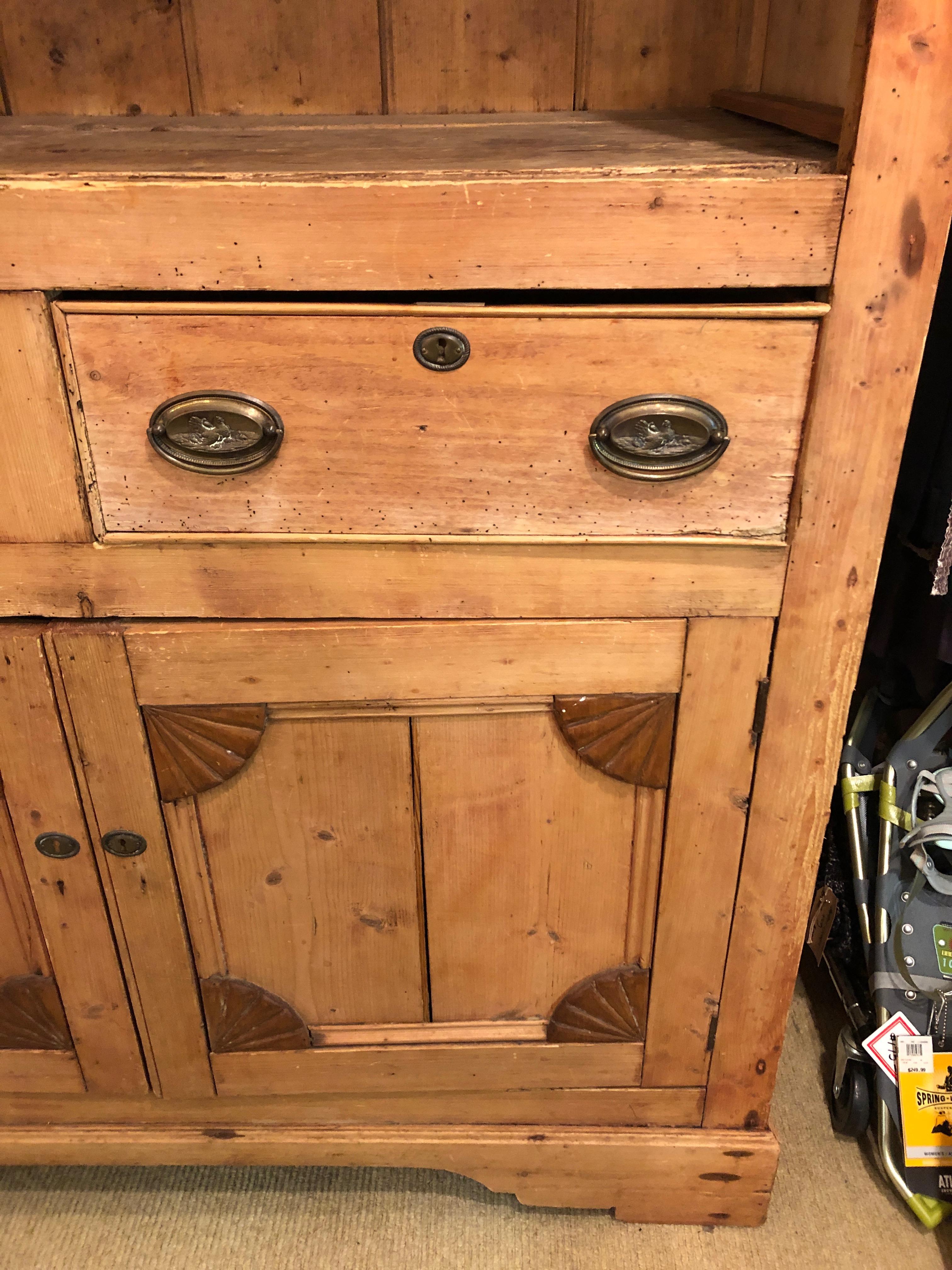Impressive Large 19th Century Rustic Irish Pine Cabinet 1