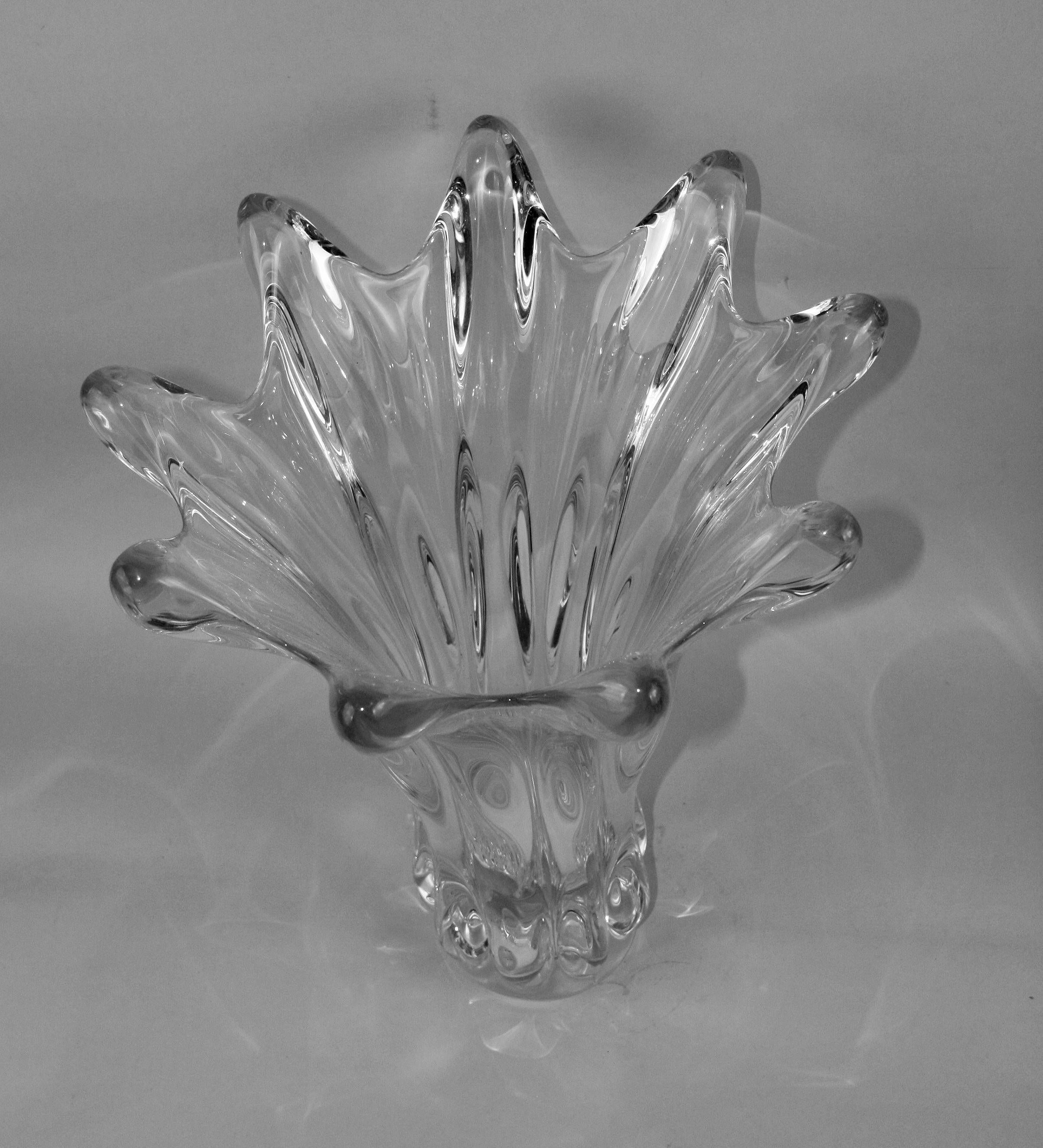 Impressive -Large and Heavy French Clear Crystal Tear Drop Vase circa 1950's For Sale 6