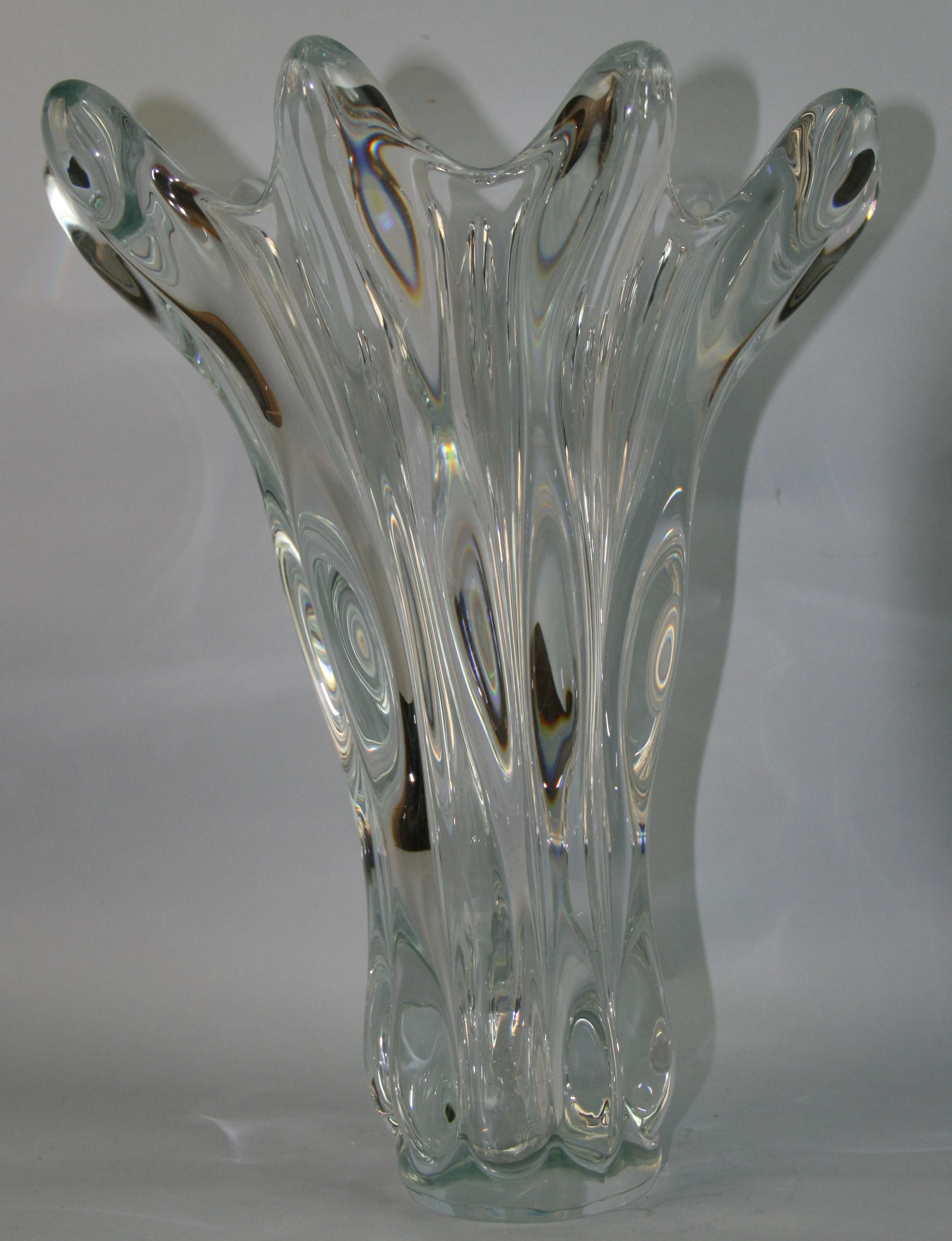 Impressive -Large and Heavy French Clear Crystal Tear Drop Vase circa 1950's For Sale 7