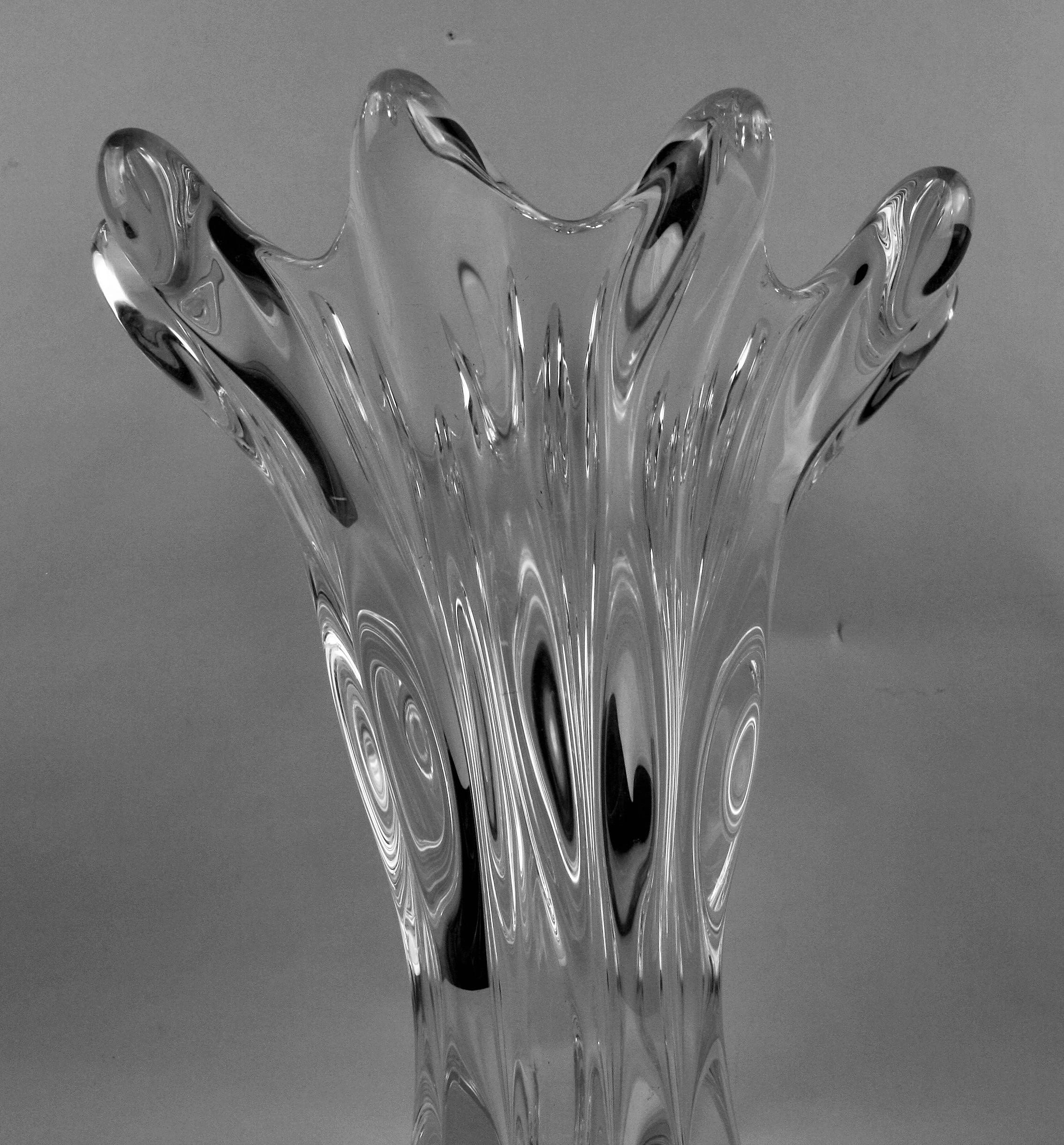 Impressive -Large and Heavy French Clear Crystal Tear Drop Vase circa 1950's For Sale 9