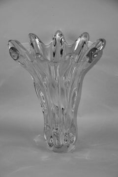 Impressive -Large and Heavy French Clear Crystal Tear Drop Vase circa 1950's