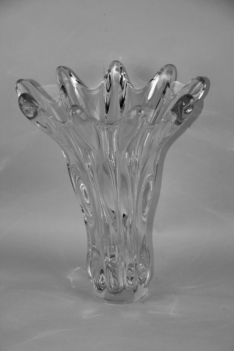 Impressive Large and Heavy French Clear Crystal Tear Drop Vase circa