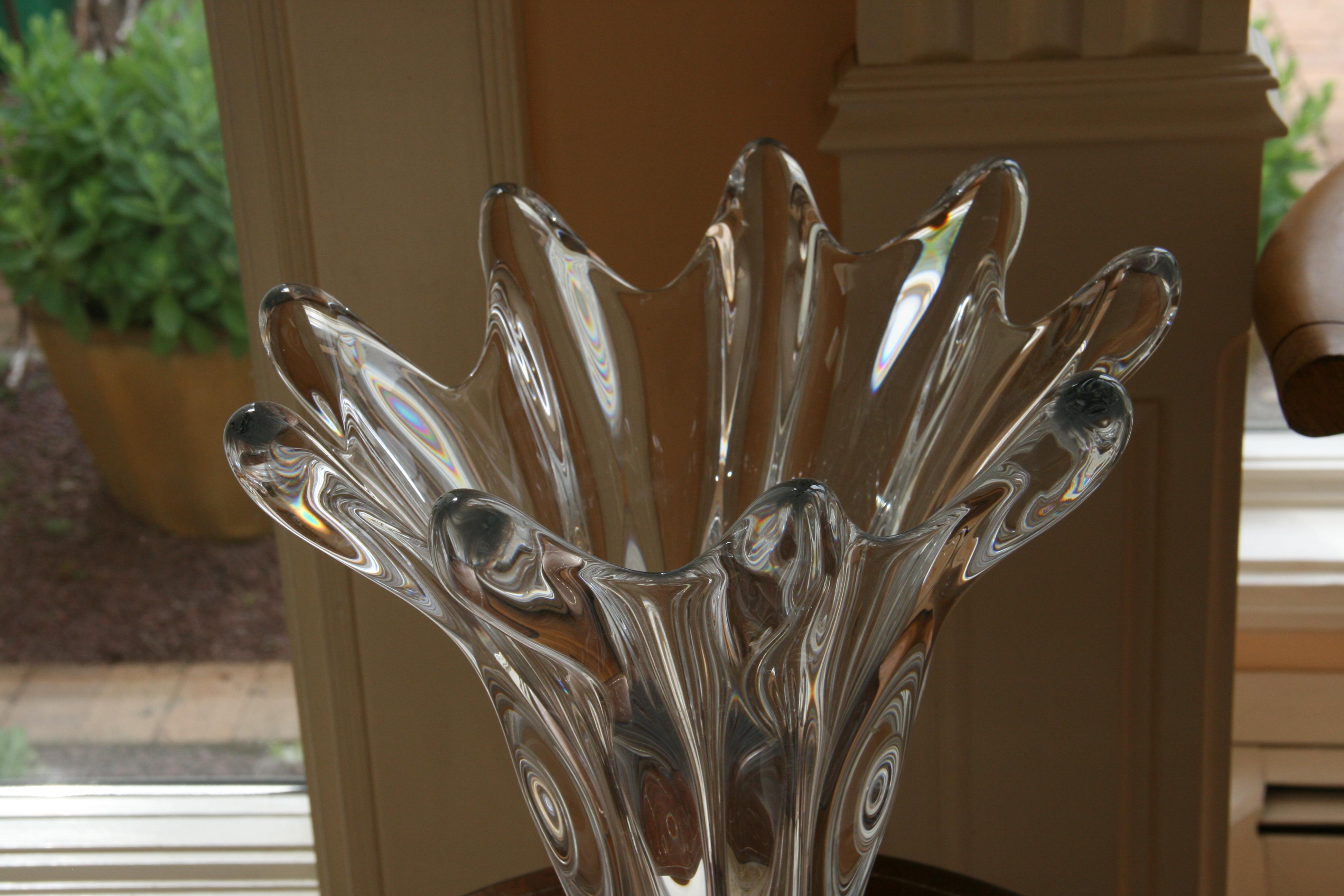 Mid-20th Century Impressive -Large and Heavy French Clear Crystal Tear Drop Vase circa 1950's For Sale