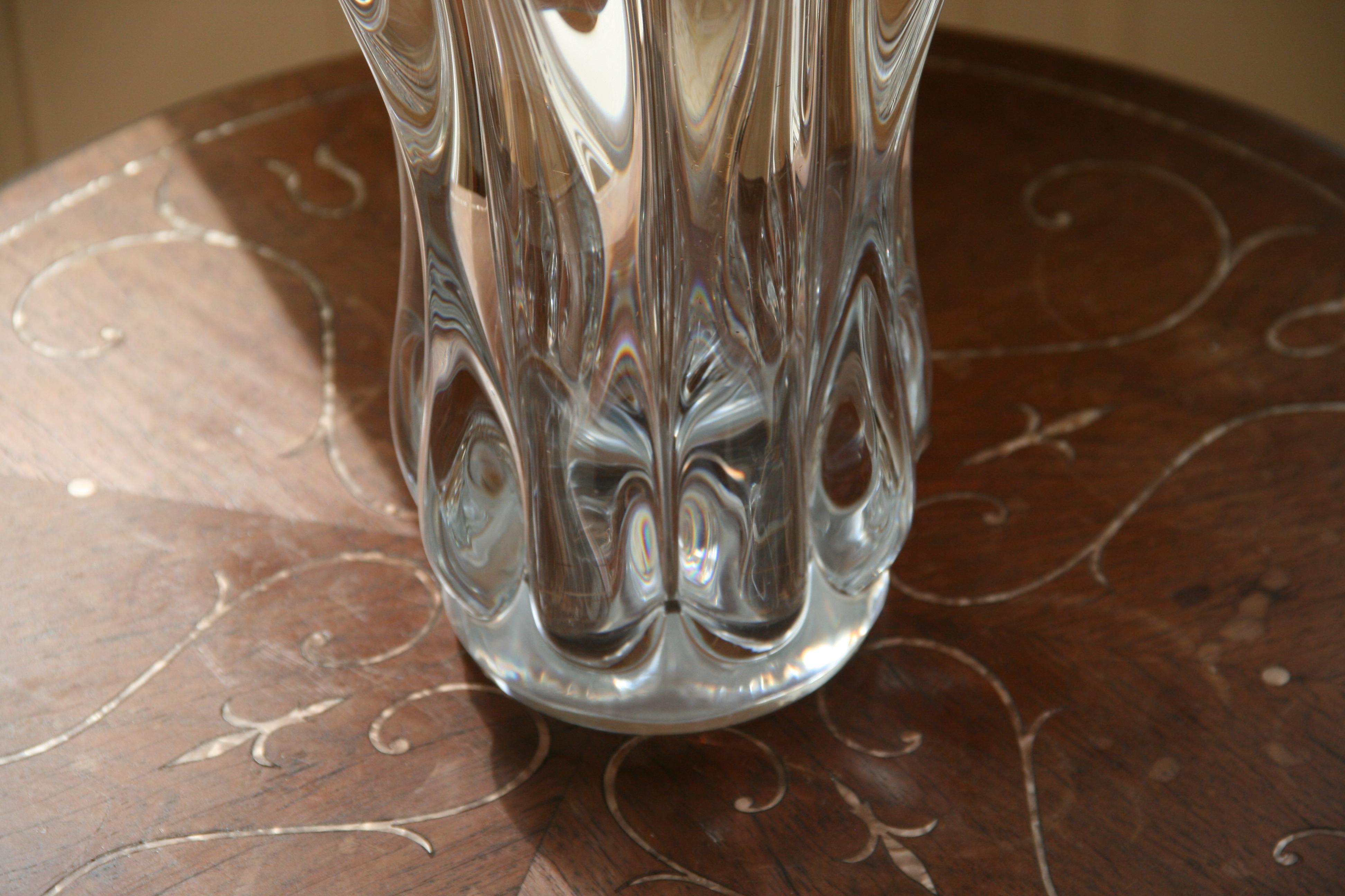 Impressive -Large and Heavy French Clear Crystal Tear Drop Vase circa 1950's For Sale 1