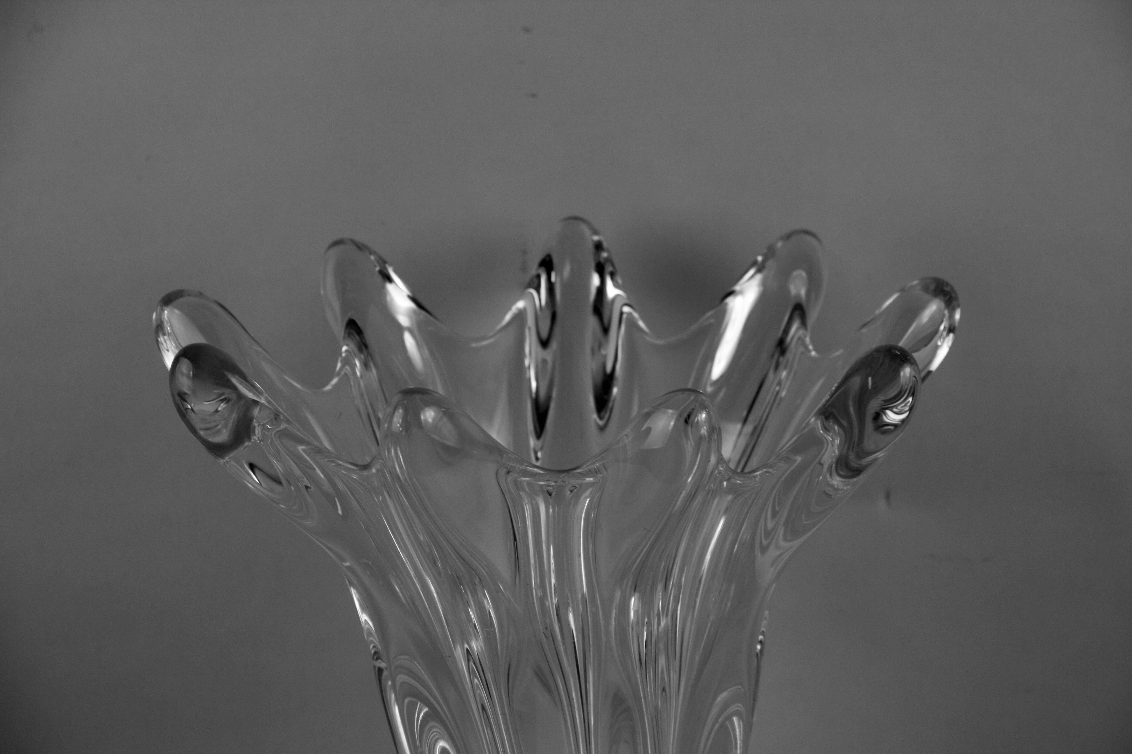 Impressive -Large and Heavy French Clear Crystal Tear Drop Vase circa 1950's For Sale 4