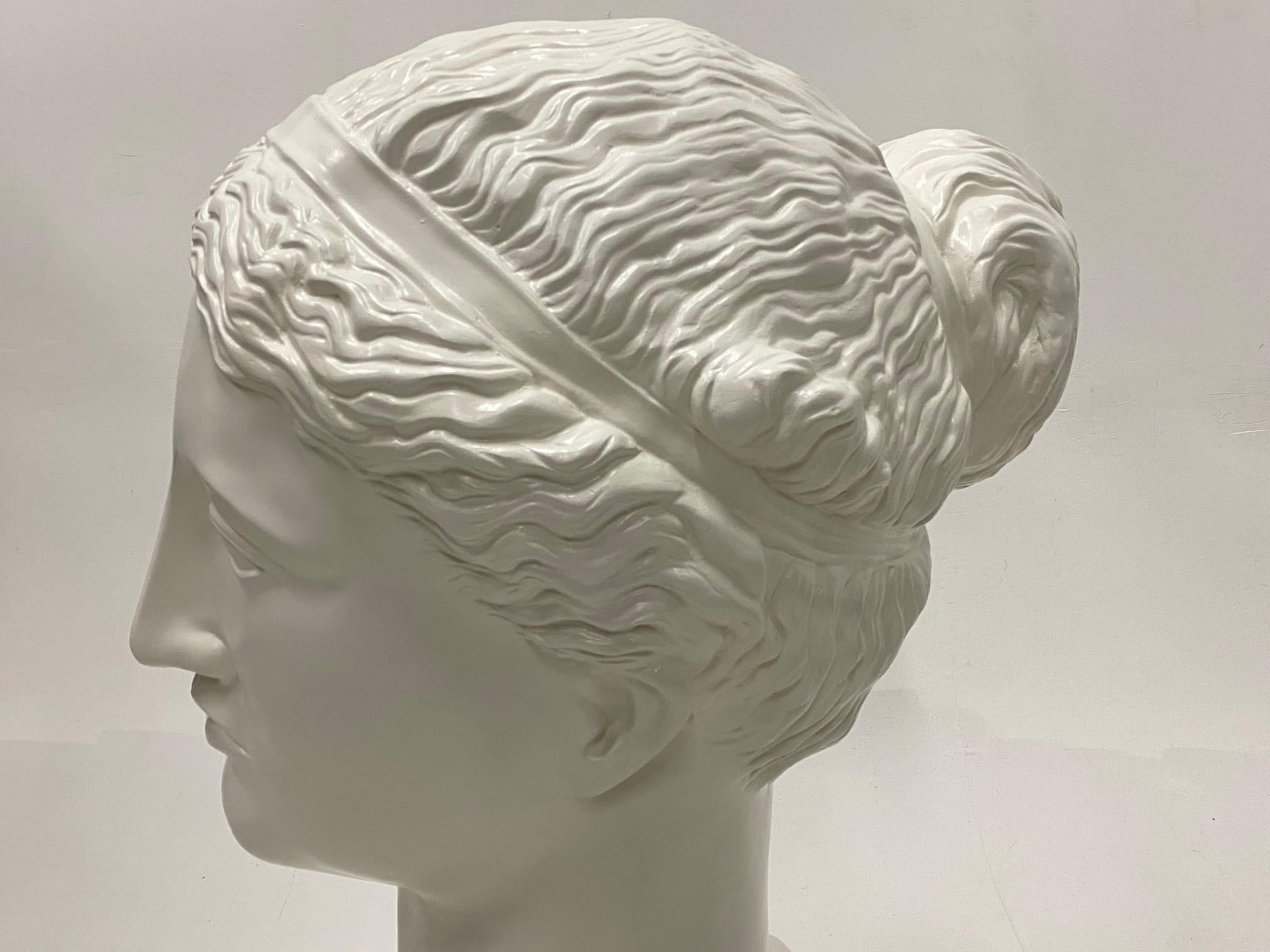 Neoclassical Impressive Large and Romantic Fiberglass Bust of Diana