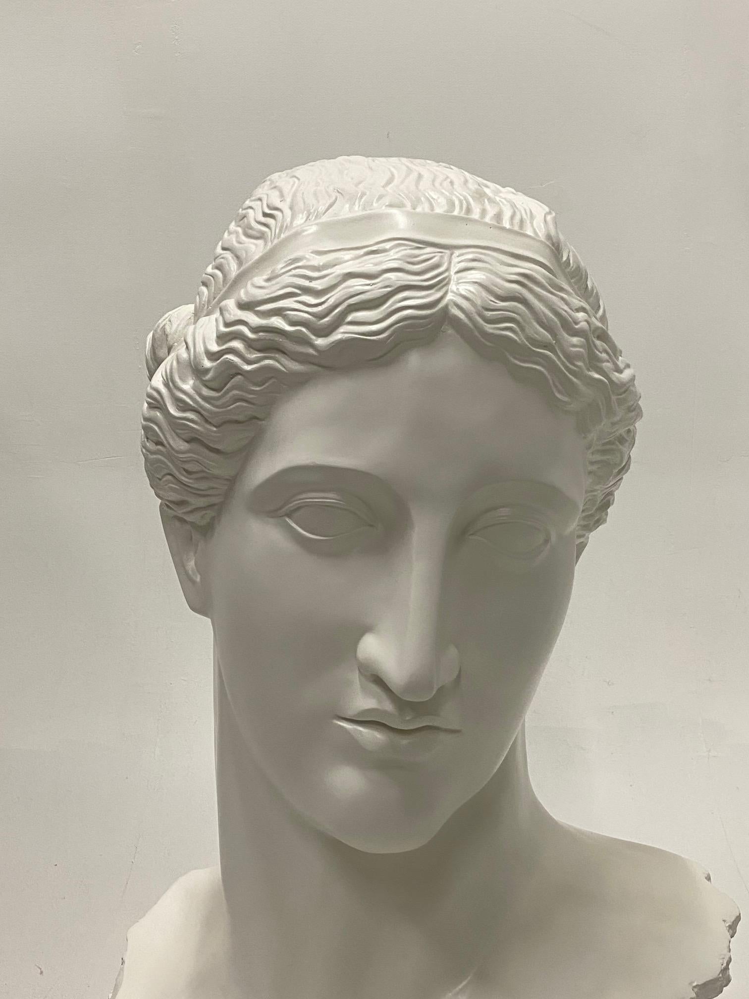 North American Impressive Large and Romantic Fiberglass Bust of Diana