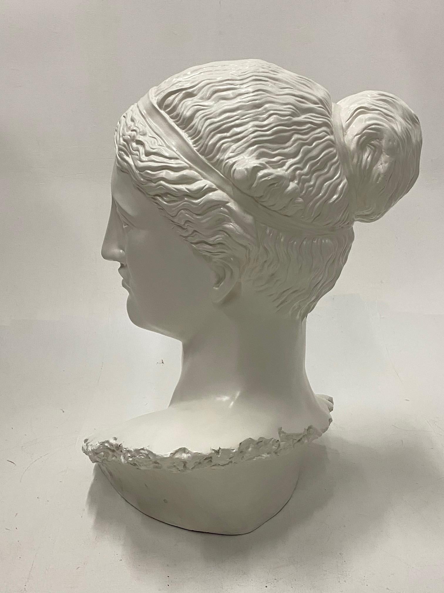 Impressive Large and Romantic Fiberglass Bust of Diana In Excellent Condition In Hopewell, NJ