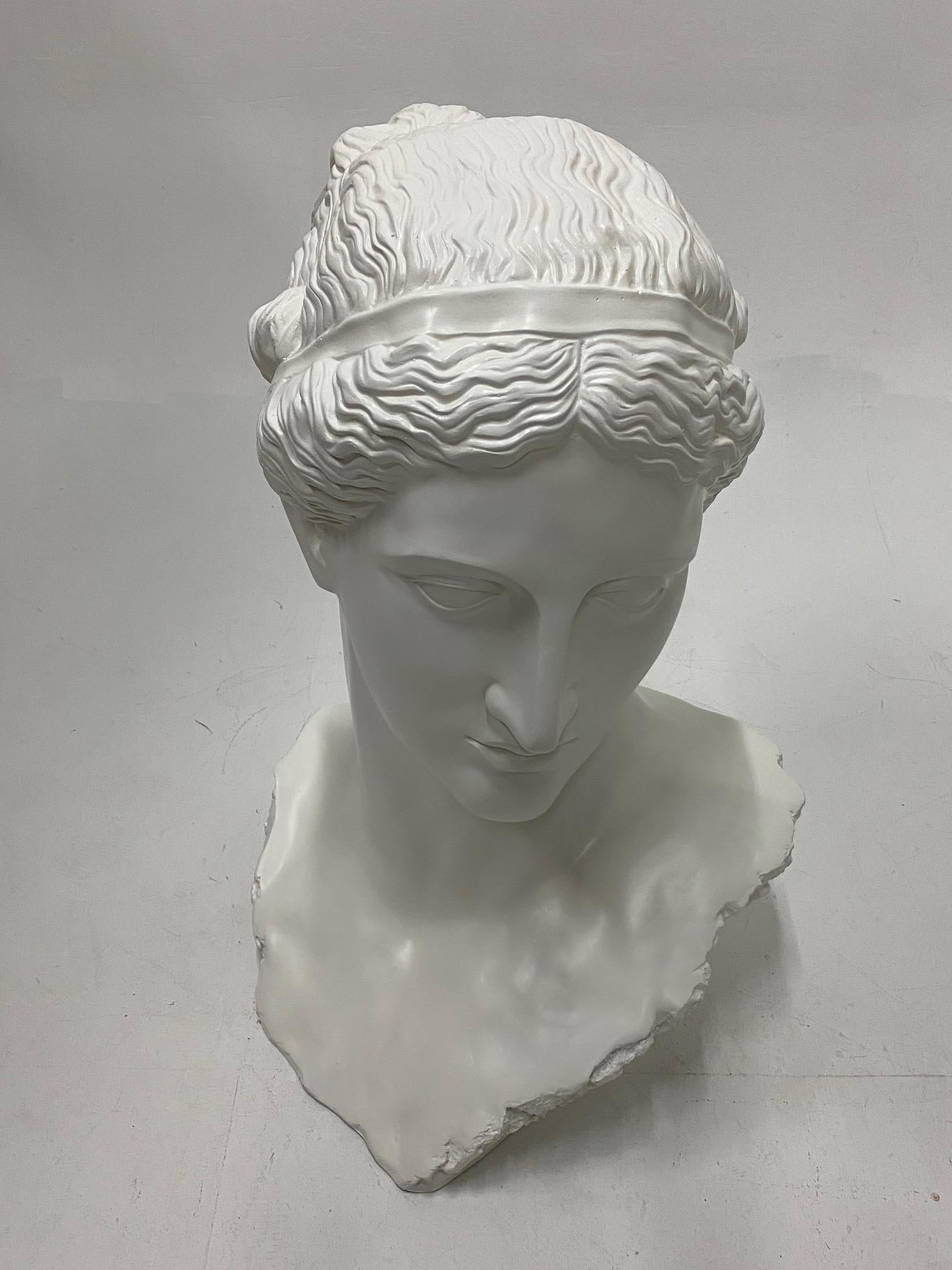 Late 20th Century Impressive Large and Romantic Fiberglass Bust of Diana