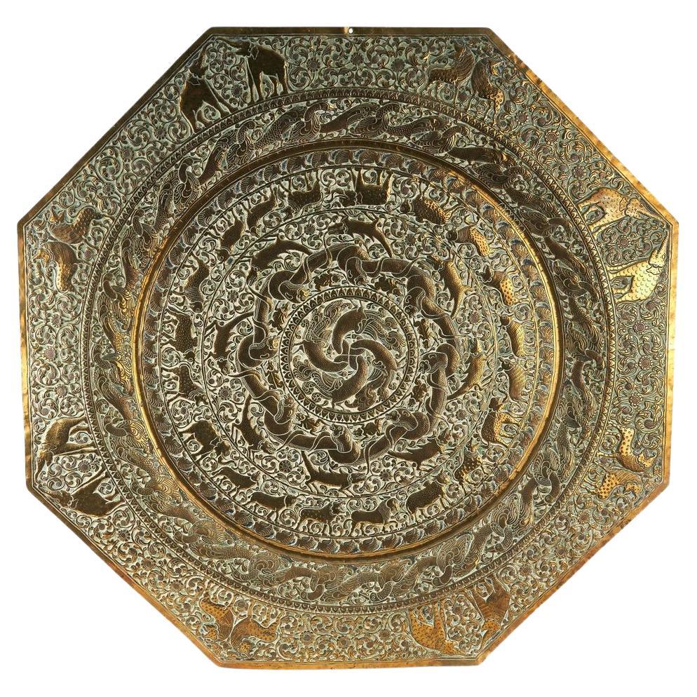 Impressive Large Antique Brass Charger For Sale