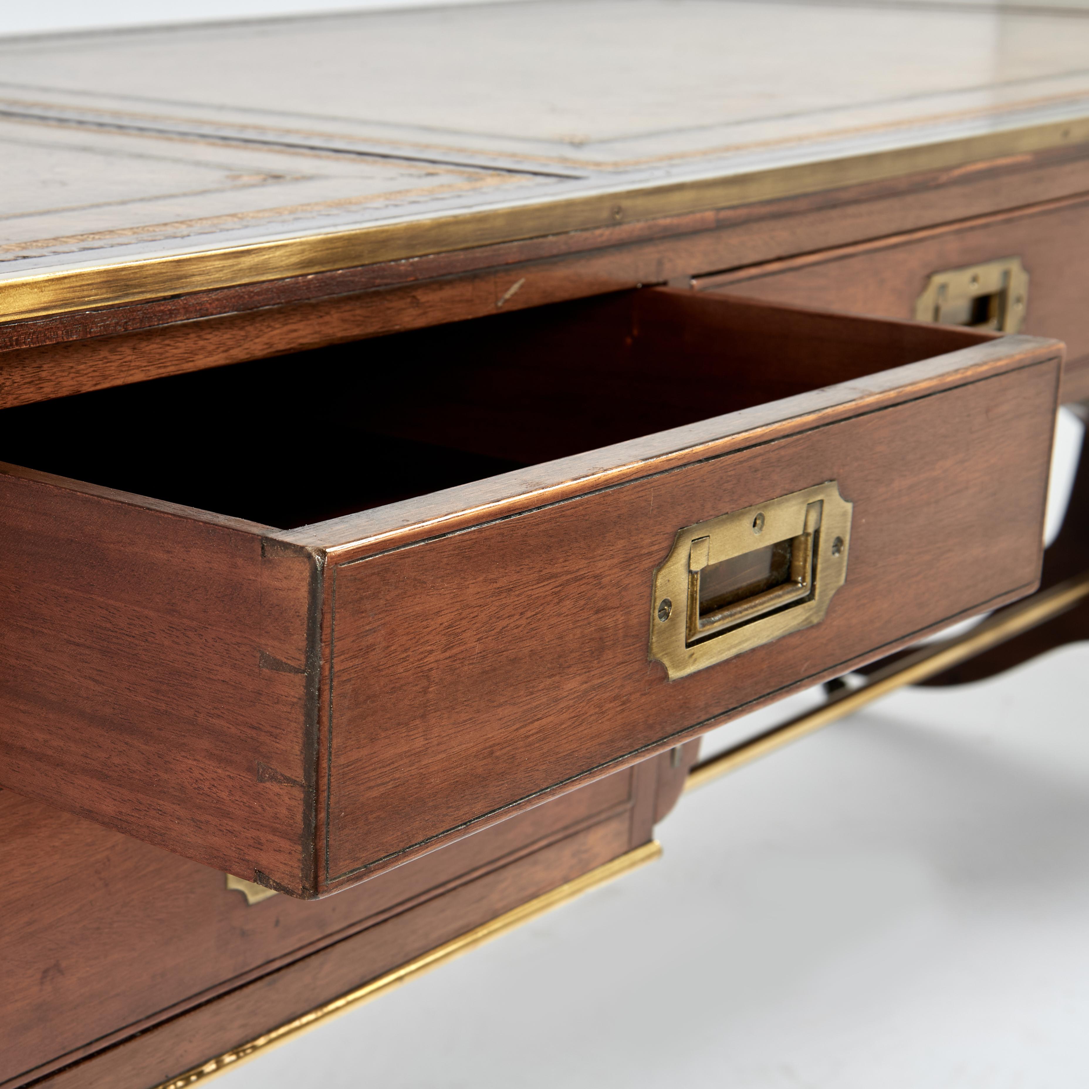 Impressive Large Antique English Regency Style Campaign Desk For Sale 2