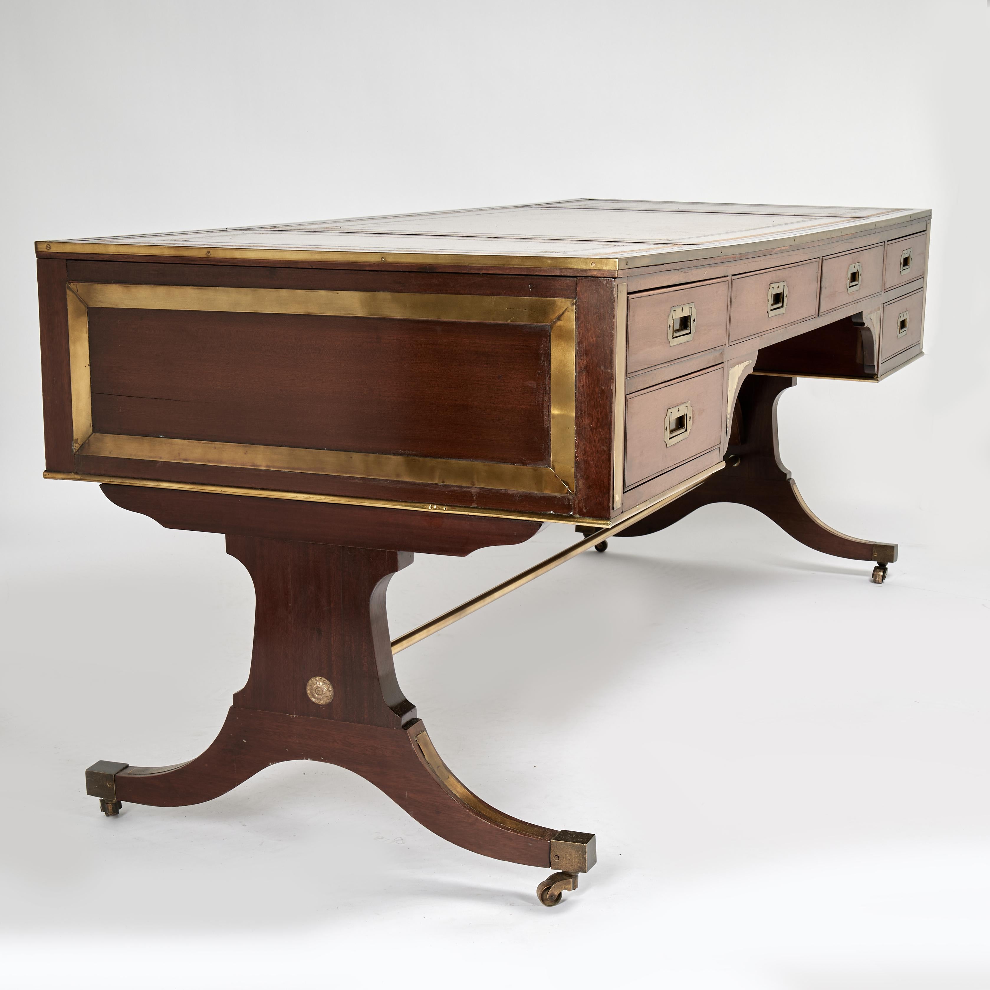 Impressive Large Antique English Regency Style Campaign Desk For Sale 3