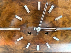 Impressive Large Art Deco Walnut Chiming Mantel Clock, By Haller, c1935
