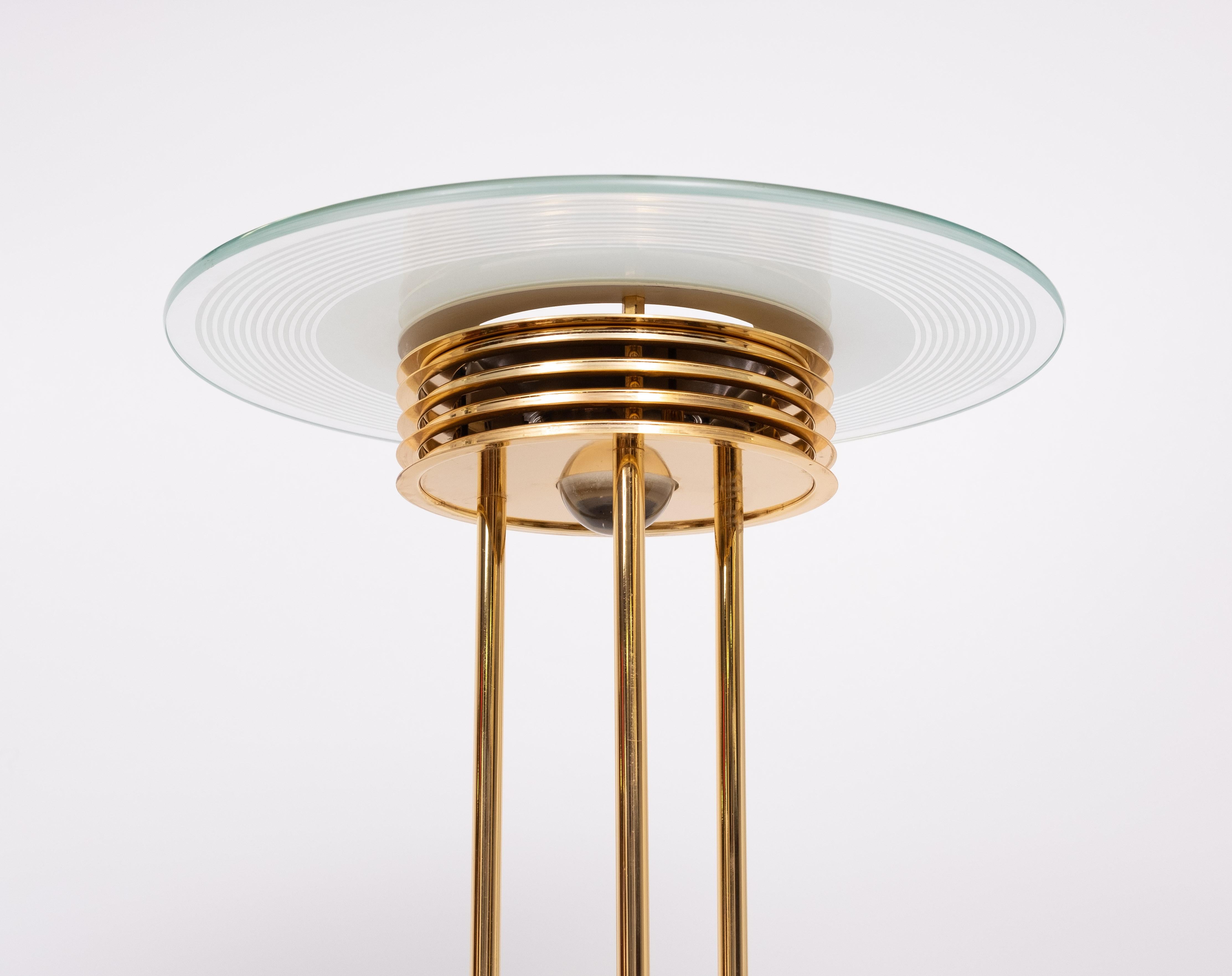 American Impressive Large Brass Halogen floor lamp 1980s For Sale