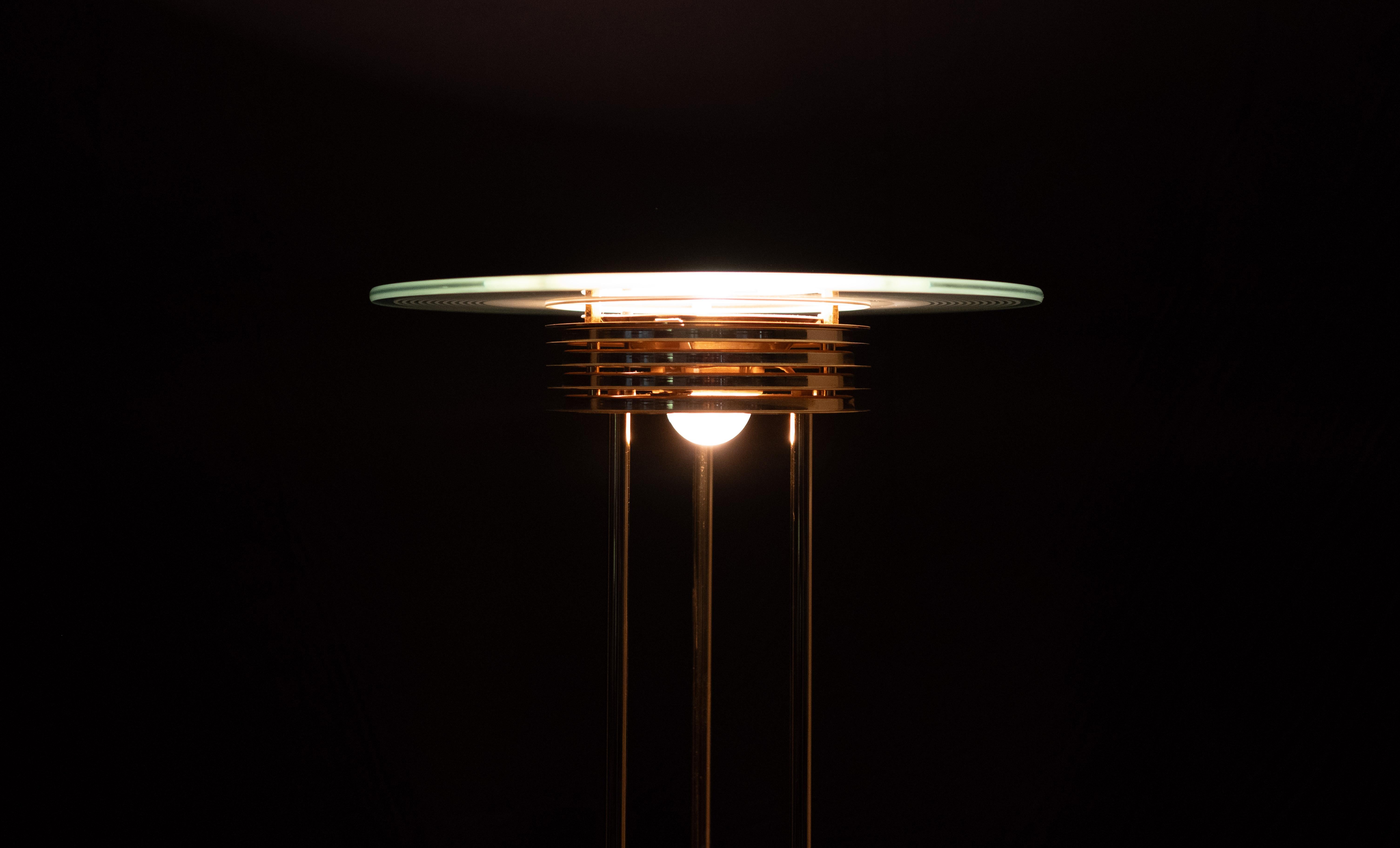 Impressive Large Brass Halogen floor lamp 1980s For Sale 3