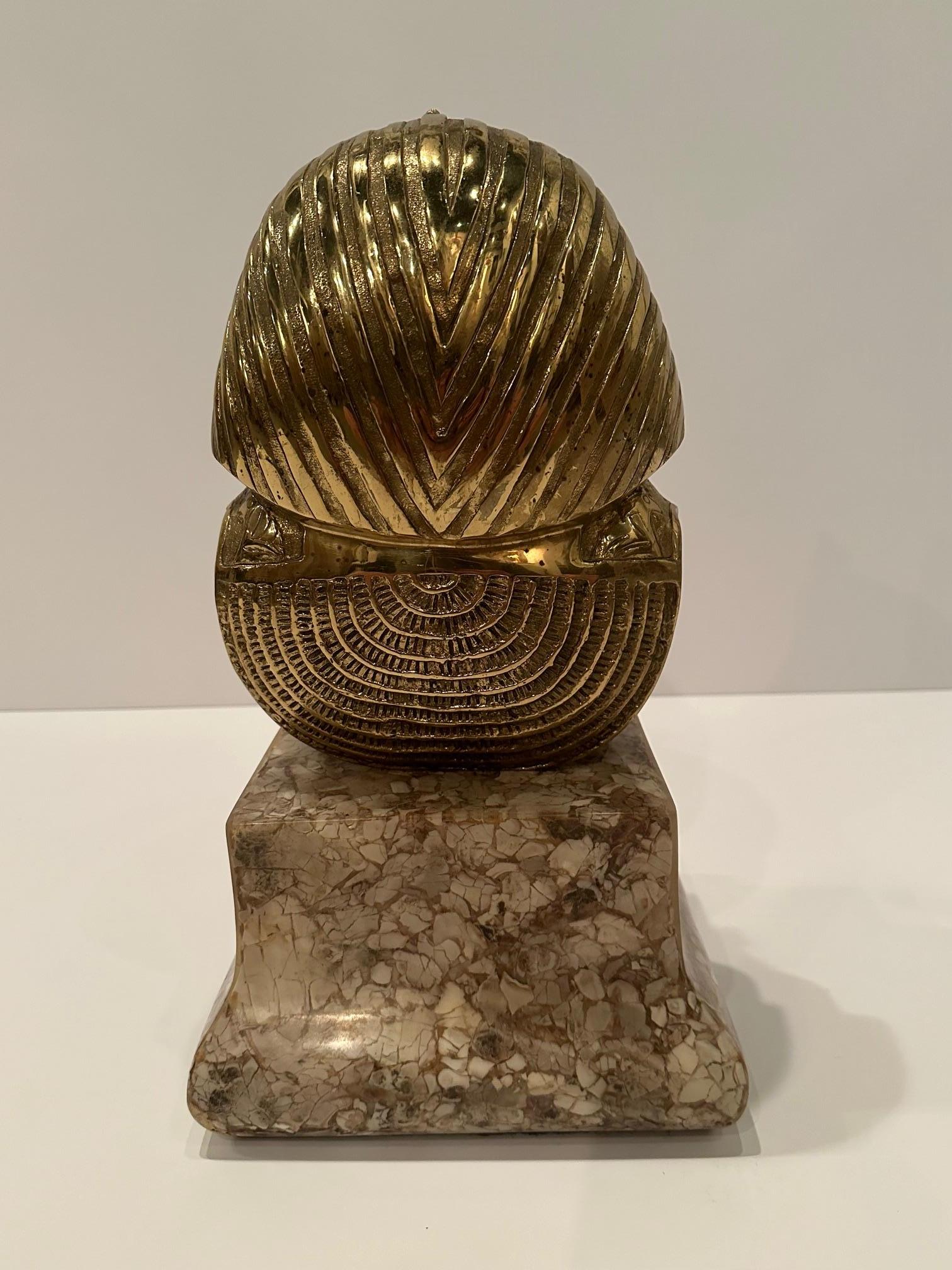Impressive Large Brass & Stone Bust of King Tut For Sale 5