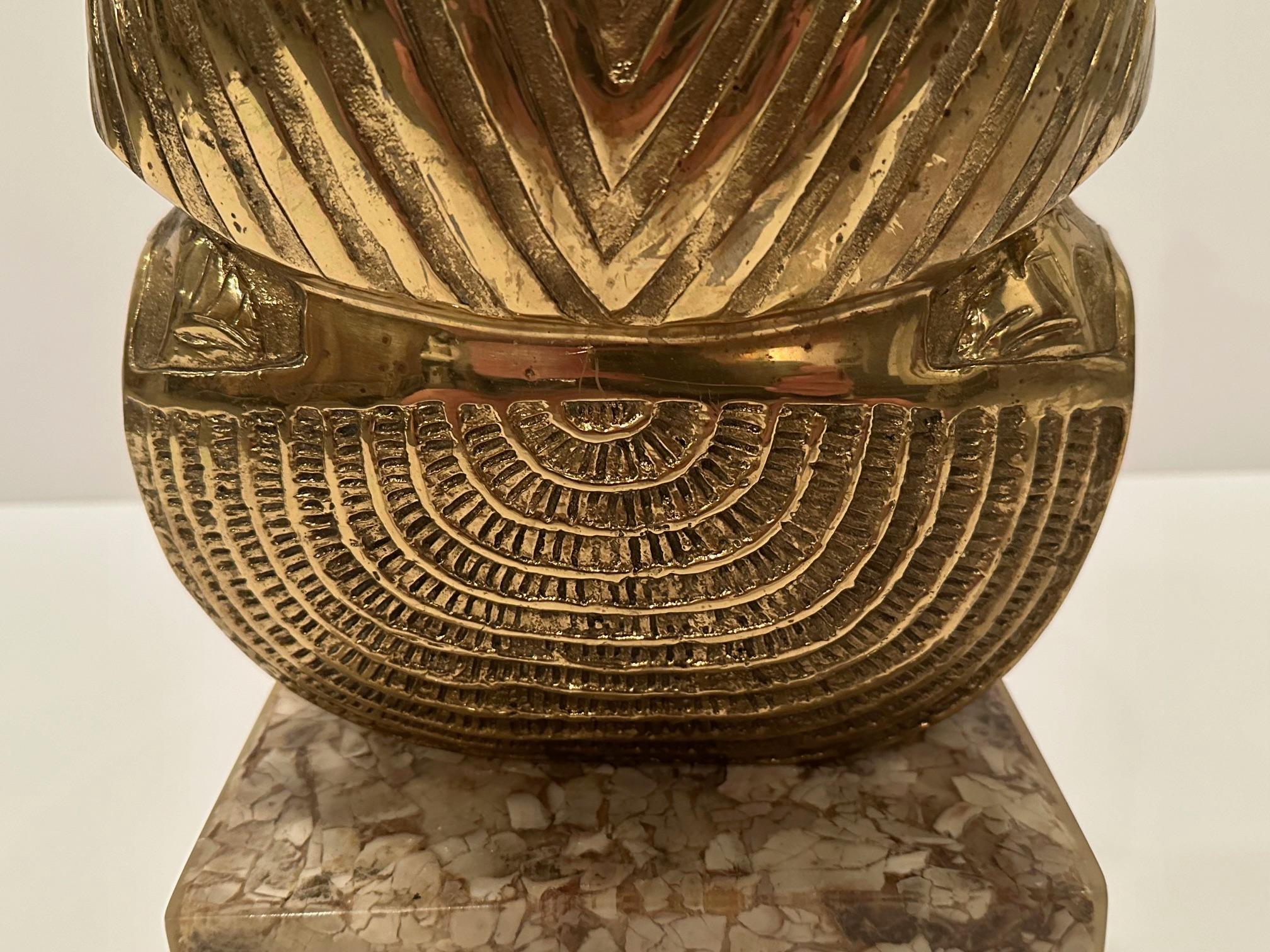 Impressive Large Brass & Stone Bust of King Tut For Sale 6
