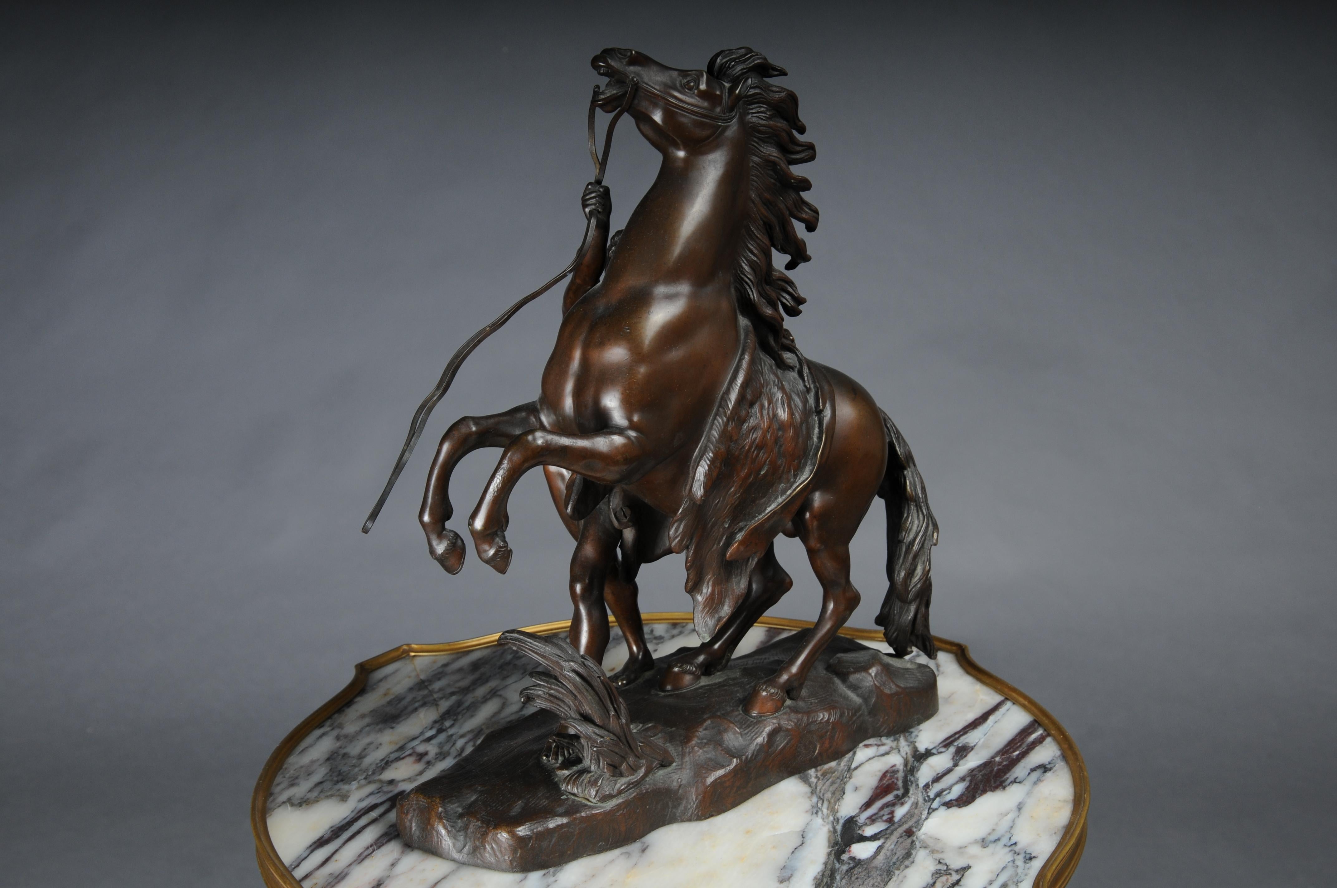 Impressionante scultura di cavallo in bronzo di grandi dimensioni Pesade posa con l'atleta in vendita 4