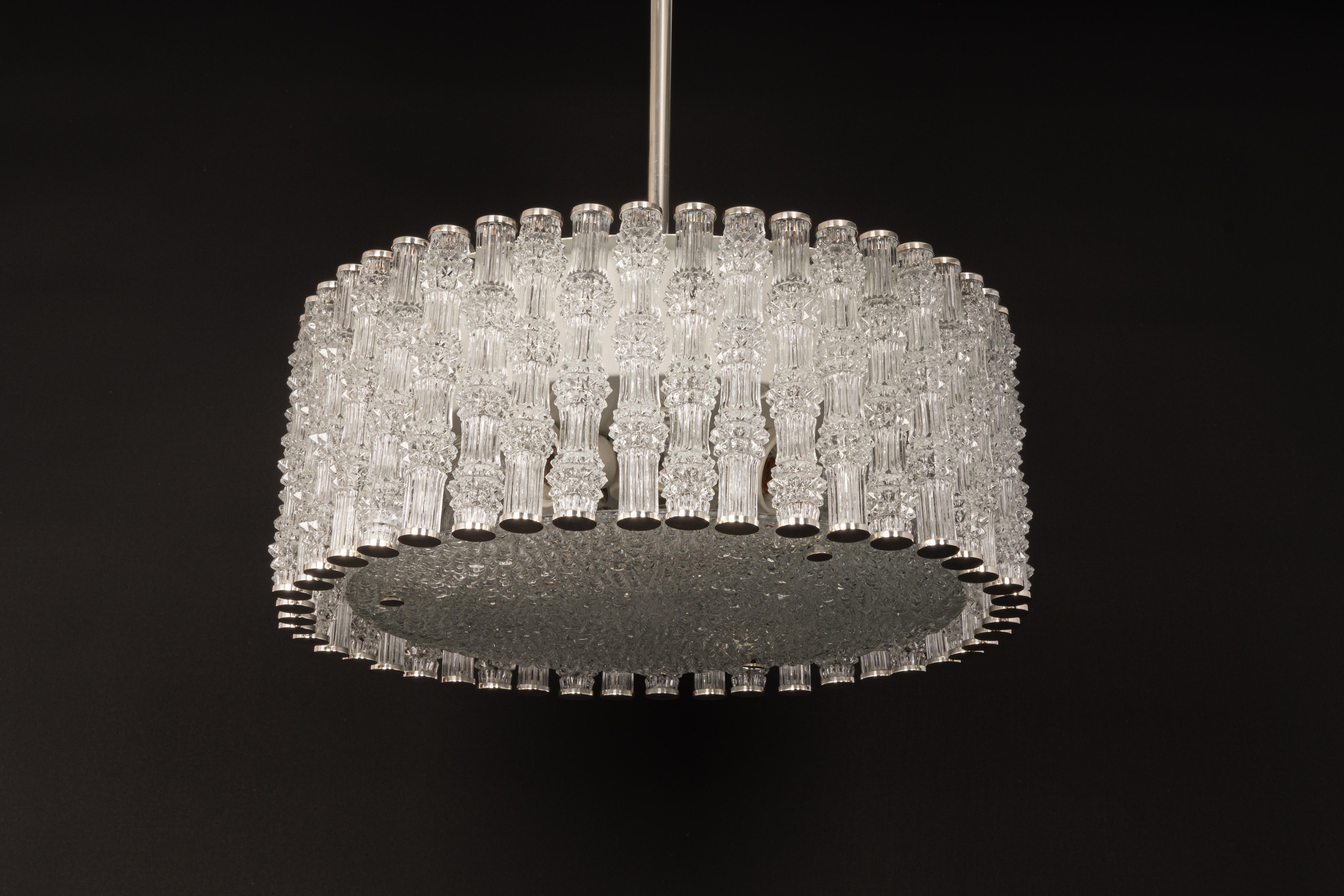 Impressive Large Ceiling Fixture in Chrome Drum Form by Kaiser, Germany, 1960s For Sale 6