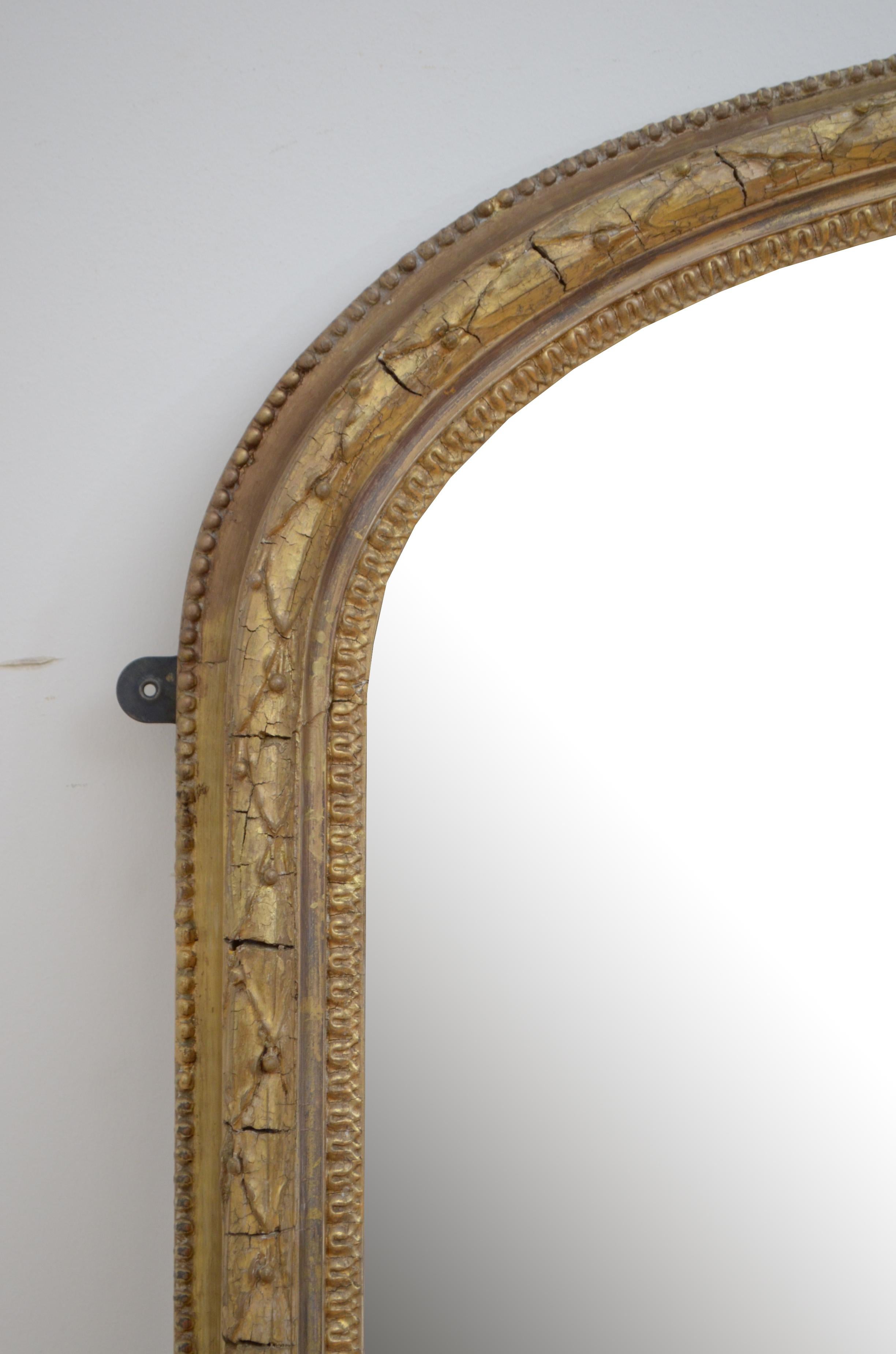 Gesso Impressive Large Early Victorian Giltwood Mirror