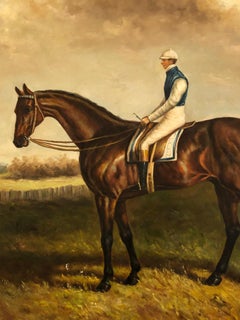 Impressive Large Equestrian Painting of Jockey on Horseback