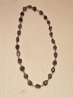 Impressive Large Estate Sterling Silver Fancy Large Amethyst Gemstone Necklace