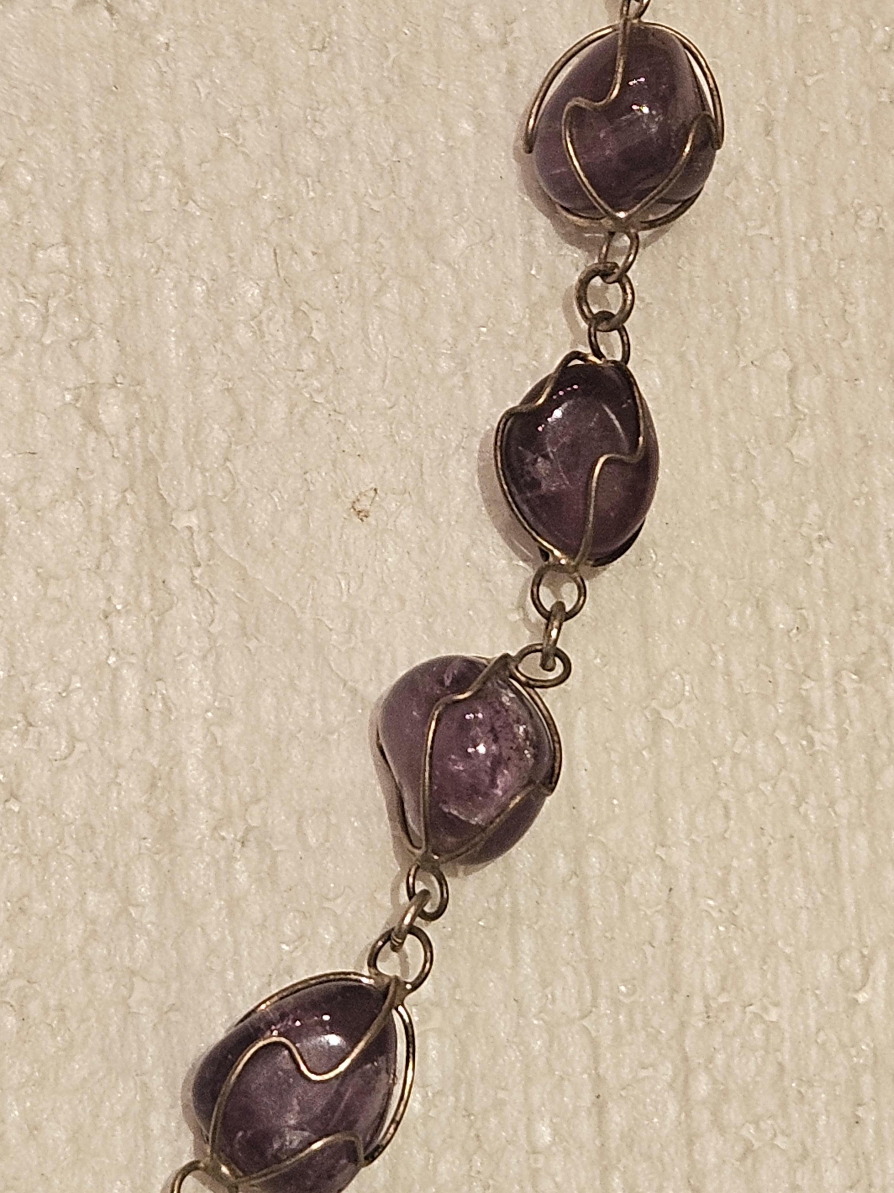 Impressionante collana in argento Sterling Fancy Large Amethyst Gemstone Estate In condizioni Nuovo in vendita a New York, NY