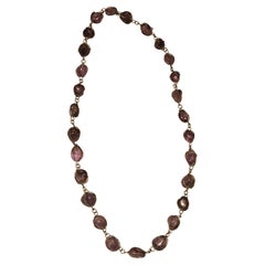 Impressive Large Estate Sterling Silver Fancy Large Amethyst Gemstone Necklace