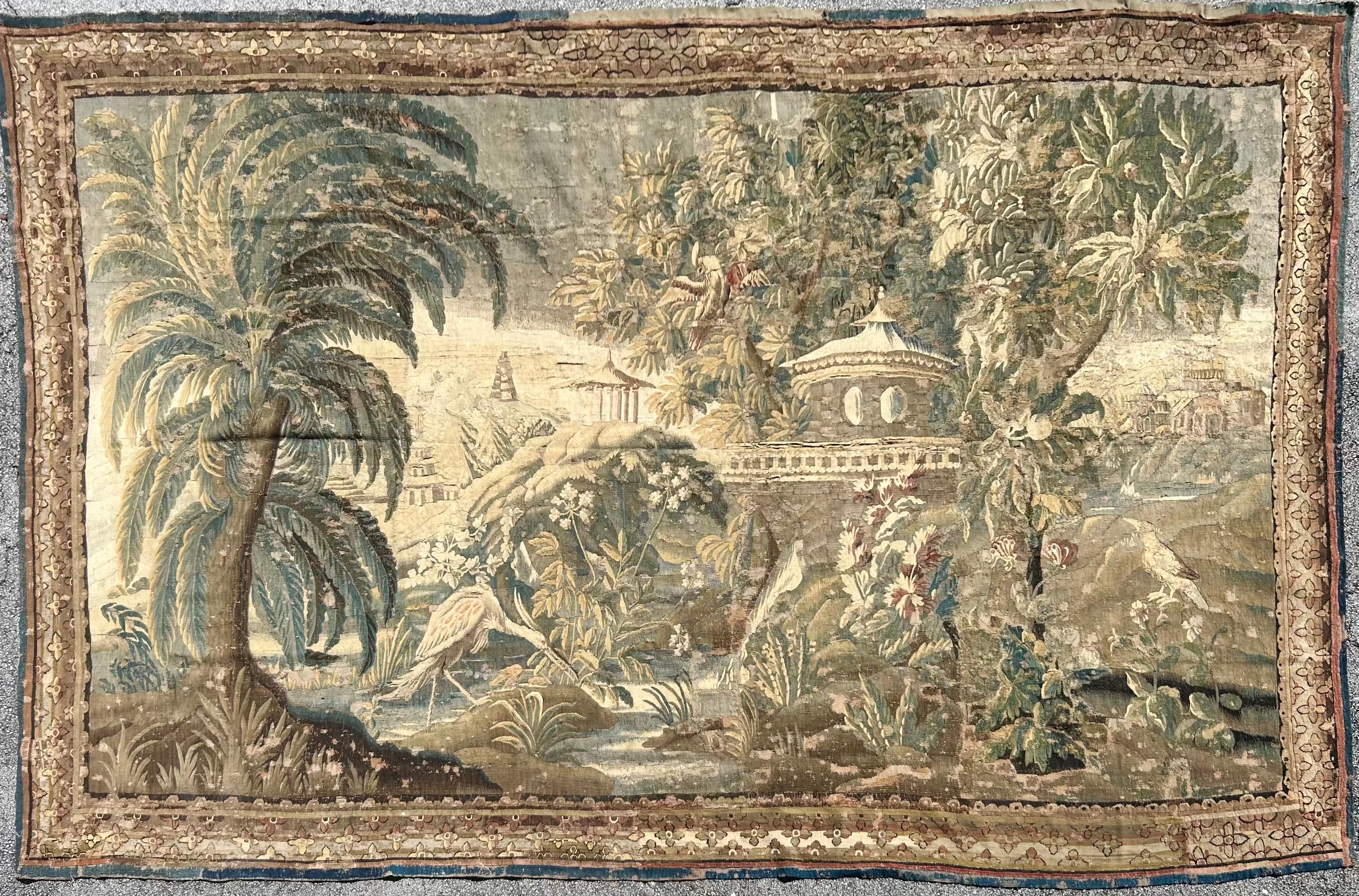 Impressive Large French Aubusson Wool Tapestry  For Sale 5