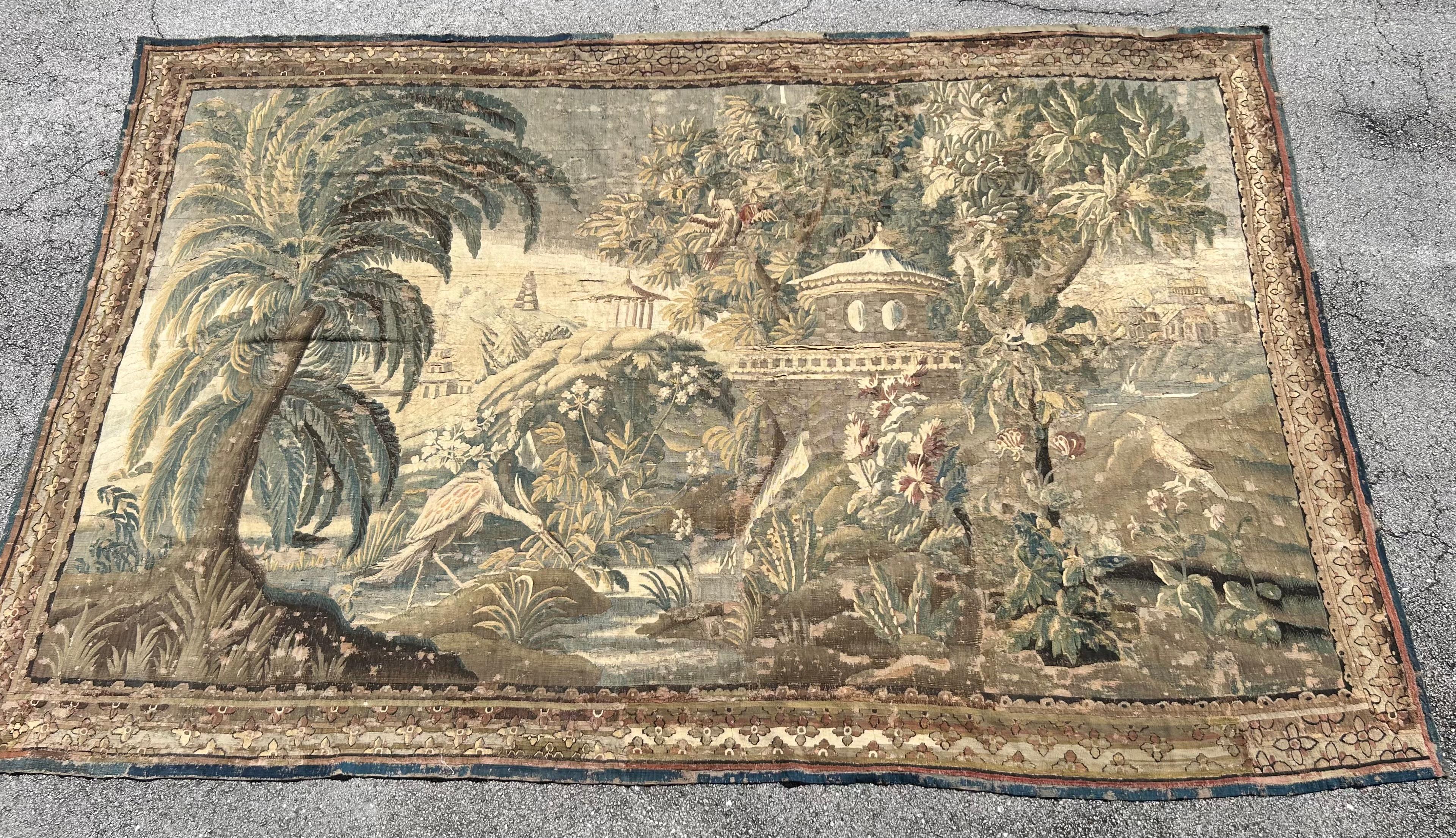 Impressive Large French Aubusson Wool Tapestry  For Sale 3