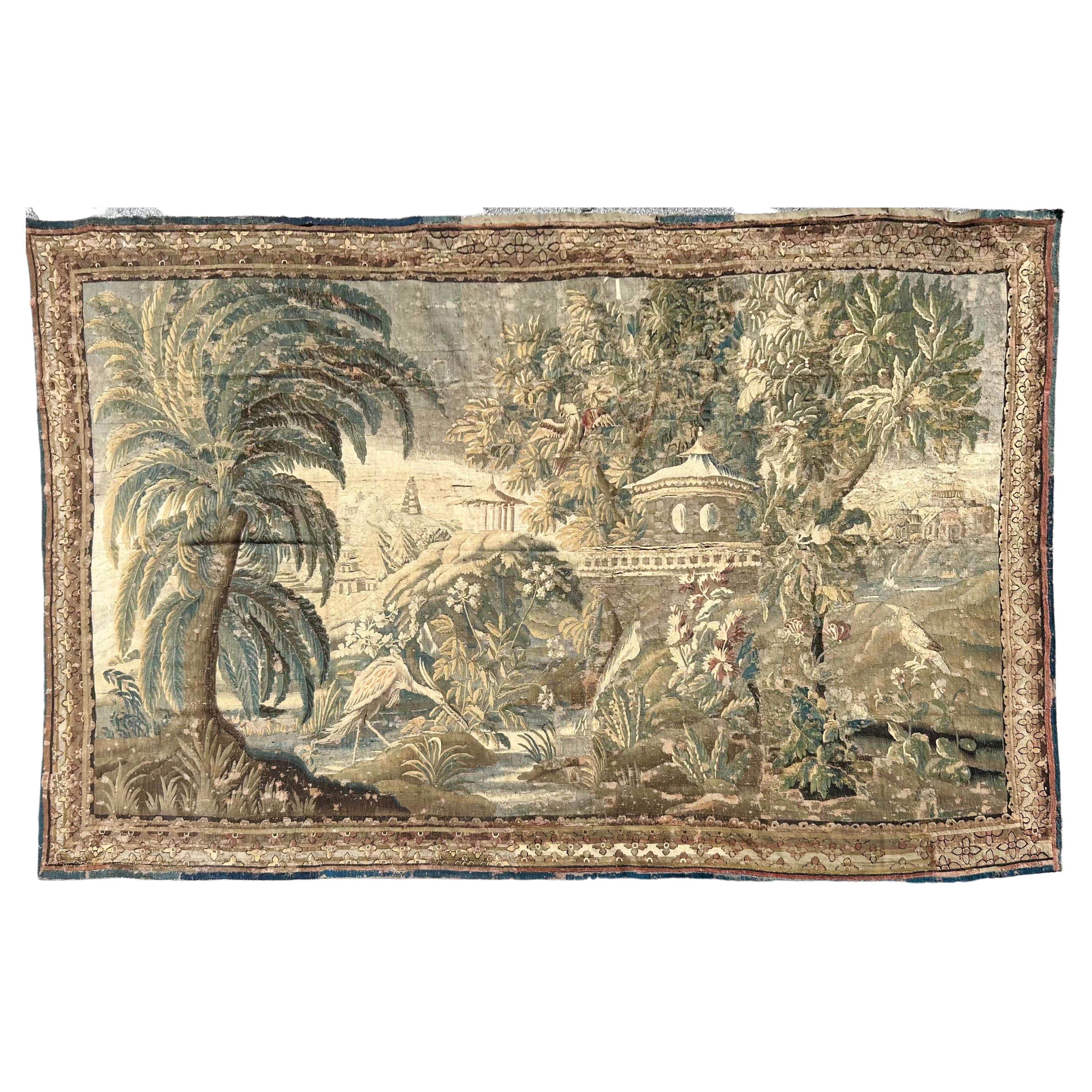 Impressive Large French Aubusson Wool Tapestry  For Sale