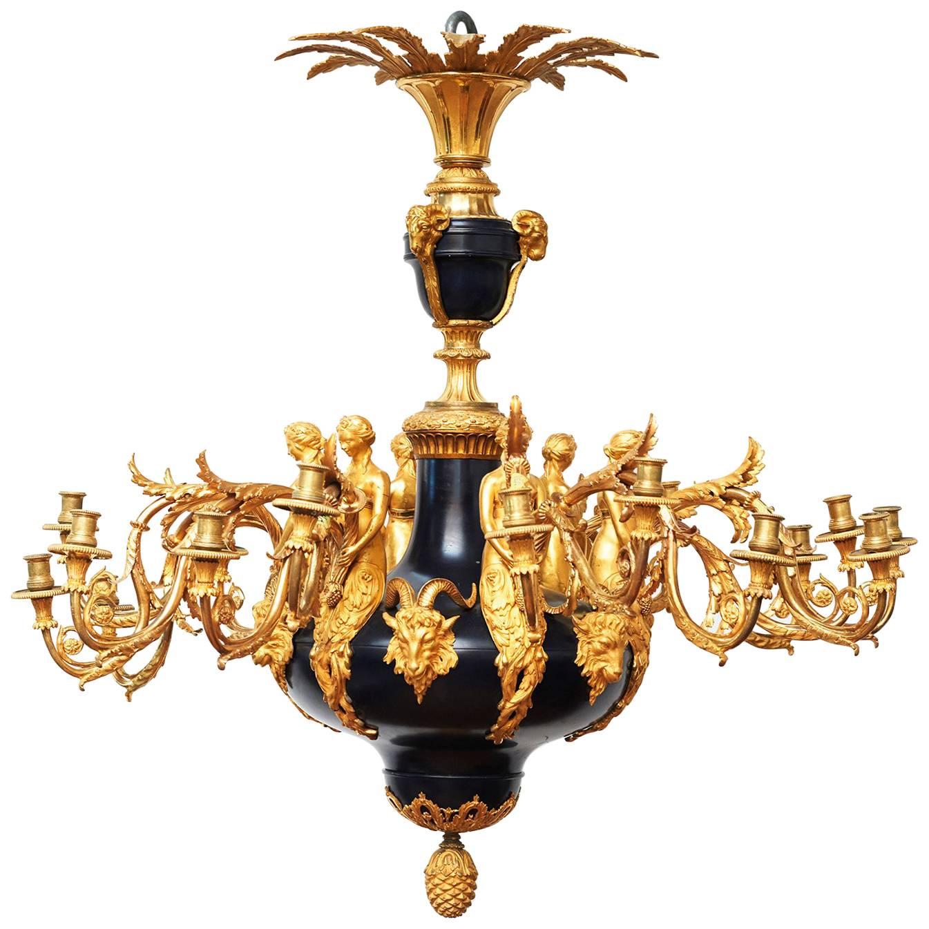 Impressive Large French Gulited Bronze Chandelier