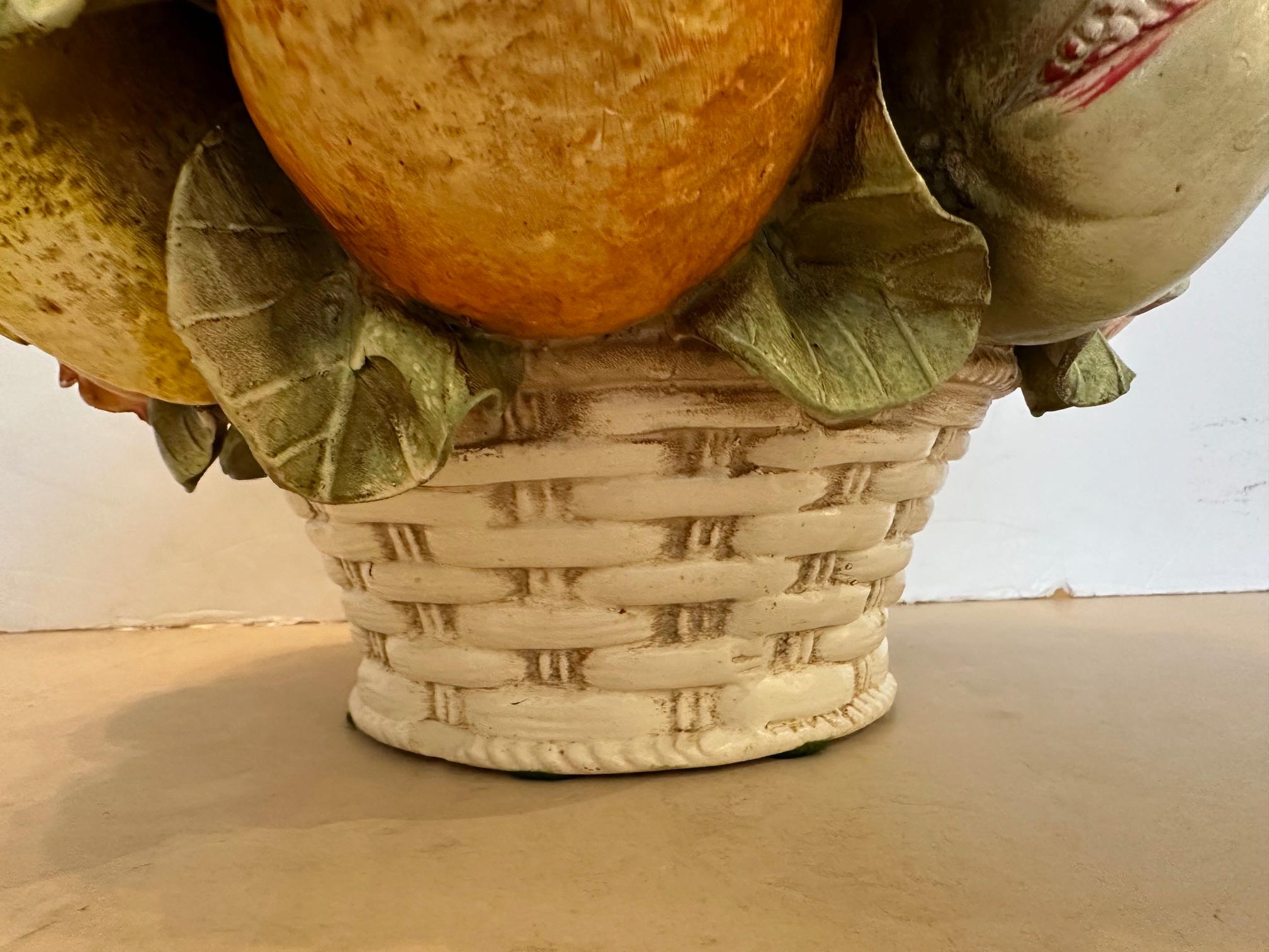Impressive Large Italian Ceramic Fruit Compote Centerpiece In Good Condition For Sale In Hopewell, NJ