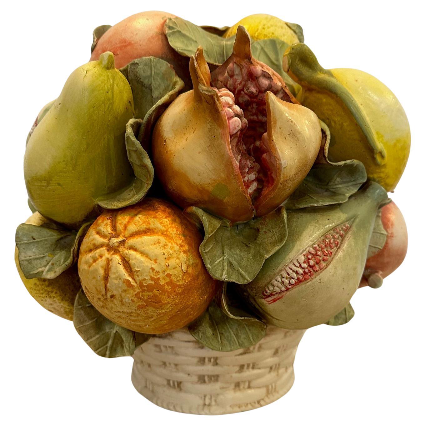 Beeindruckender großer italienischer Obstkompotten-Tafelaufsatz aus Keramik im Angebot