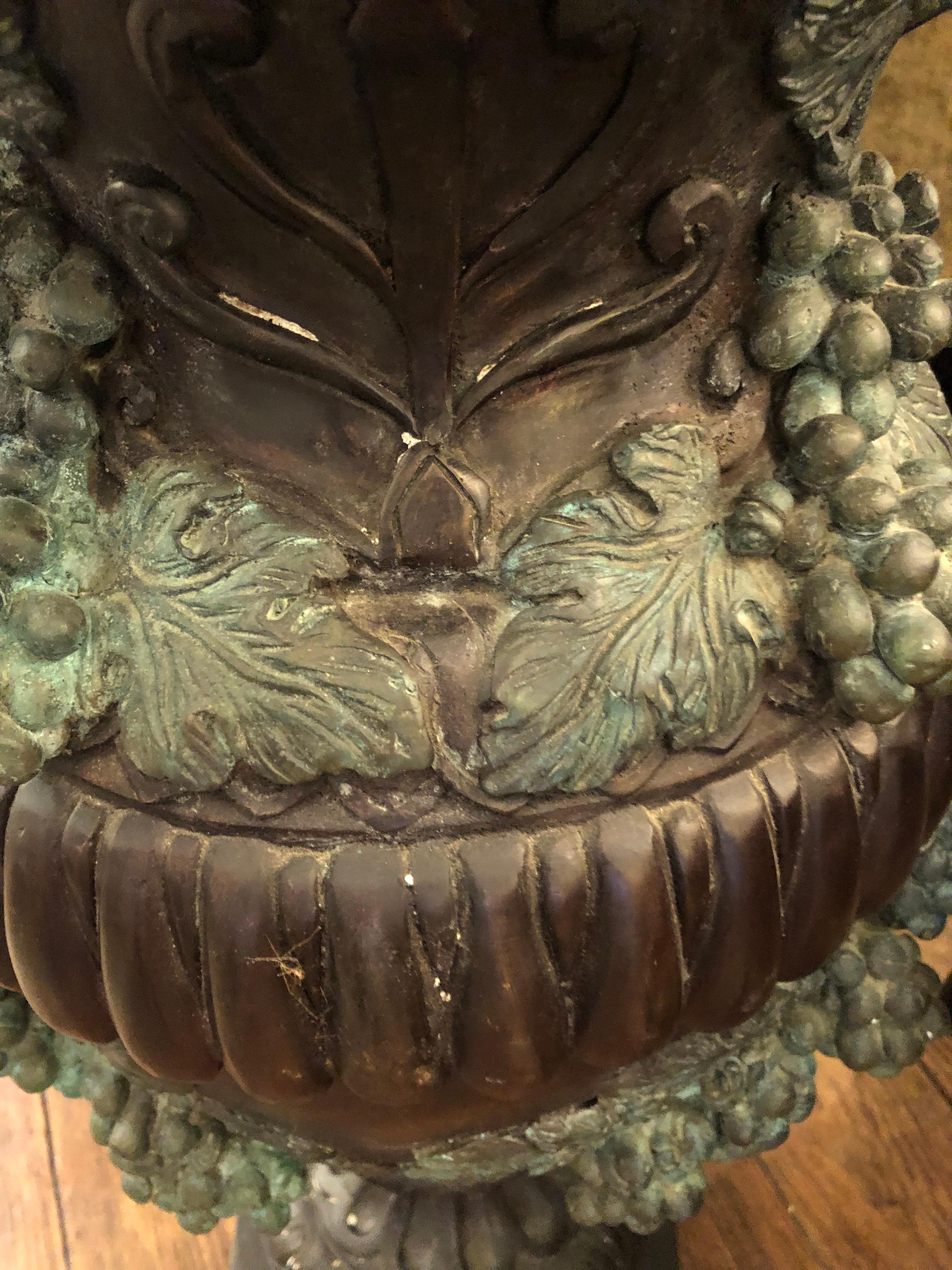 Impressive Large Lidded Ornate Bronze Urn For Sale 4