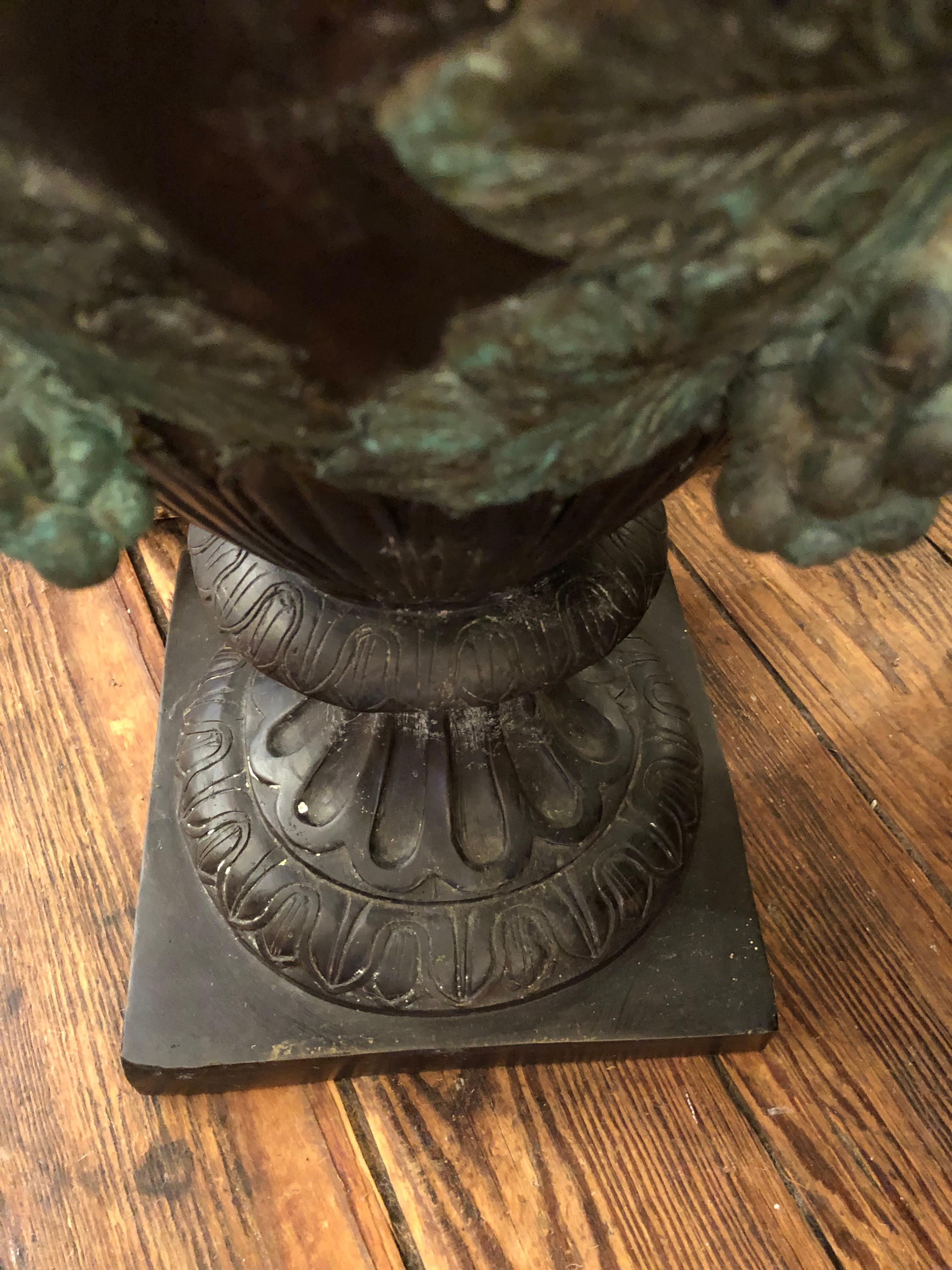 Impressive Large Lidded Ornate Bronze Urn For Sale 5