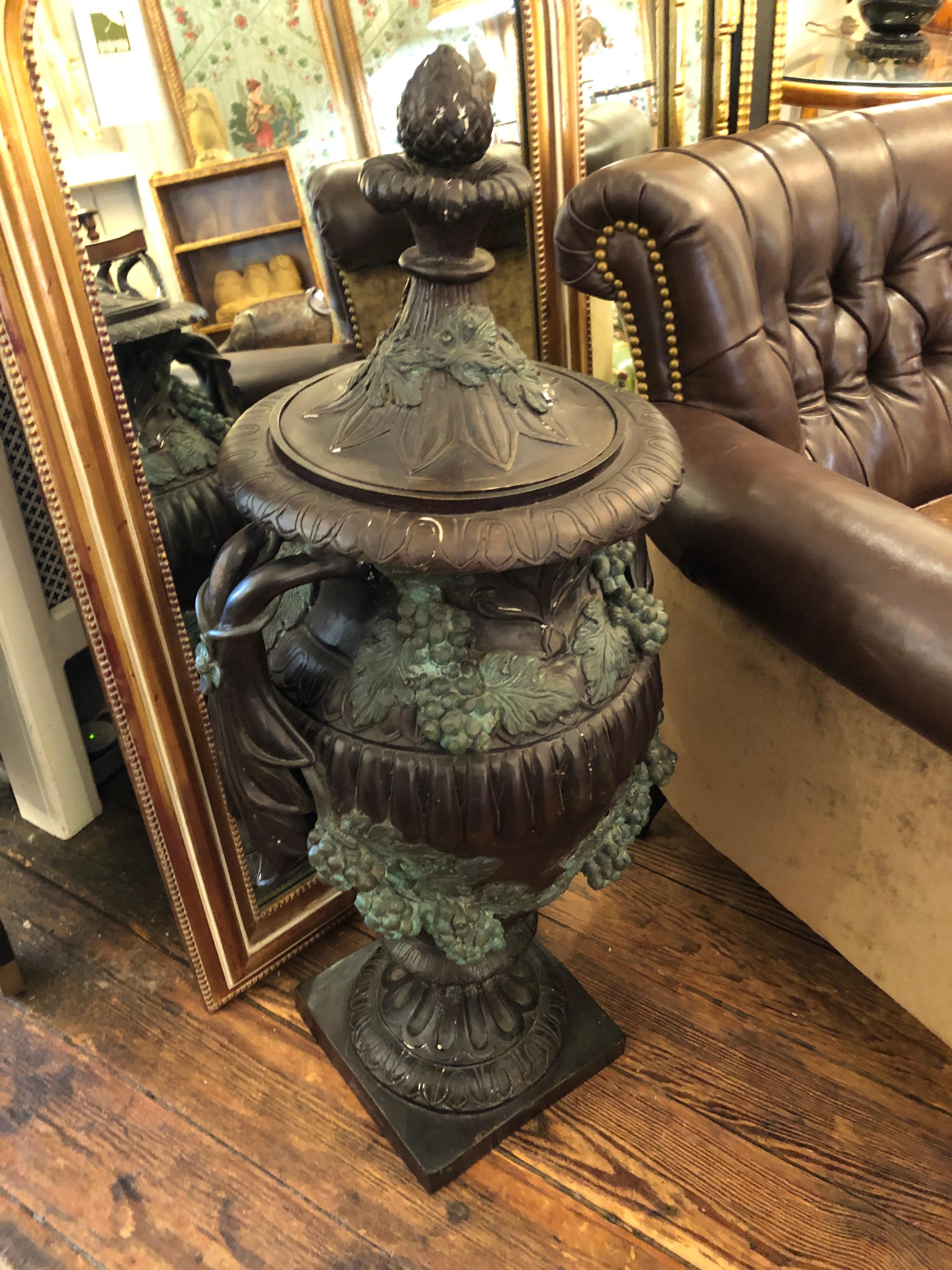Impressive Large Lidded Ornate Bronze Urn For Sale 8