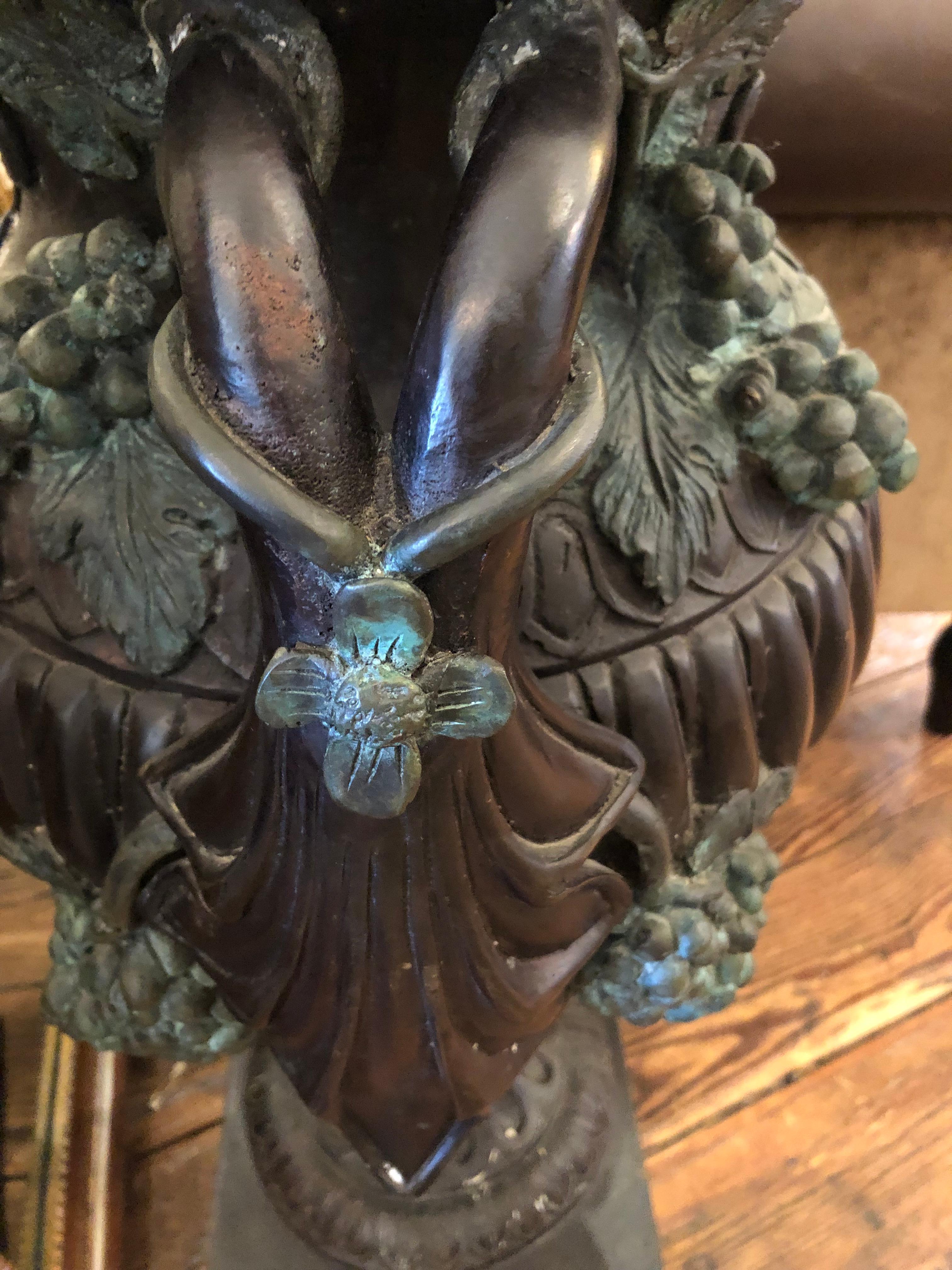 American Impressive Large Lidded Ornate Bronze Urn For Sale