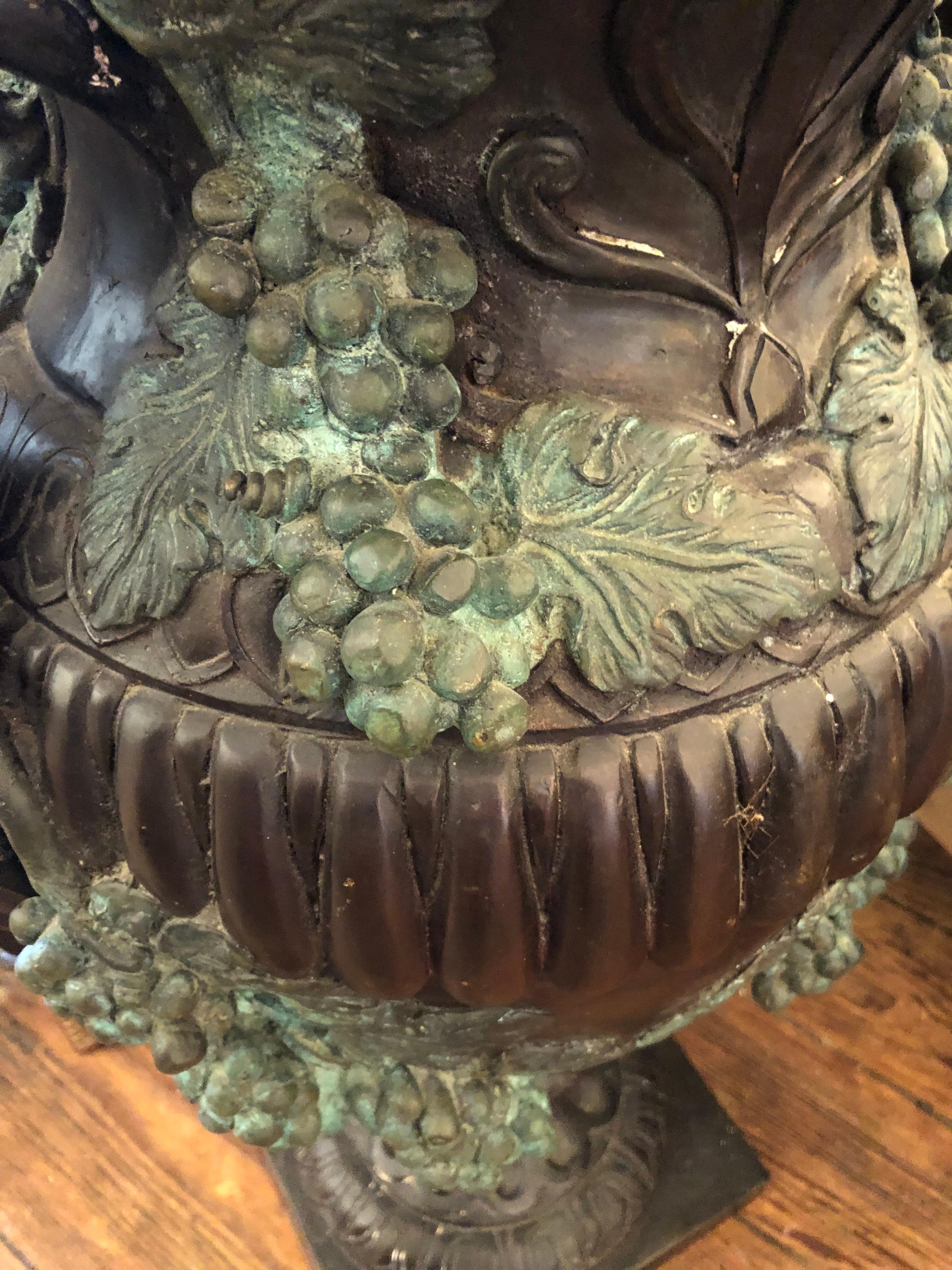 Impressive Large Lidded Ornate Bronze Urn In Good Condition For Sale In Hopewell, NJ
