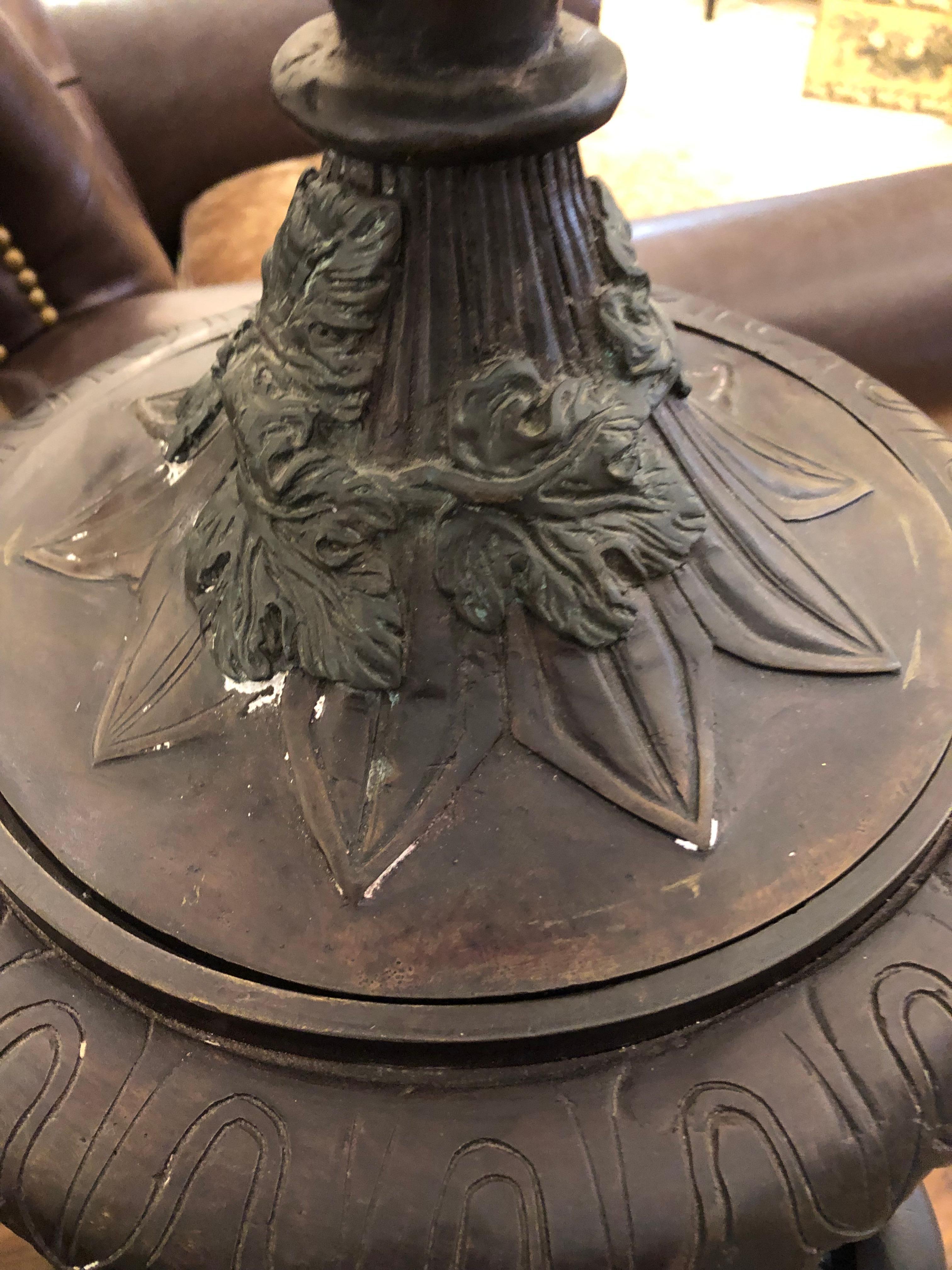 Contemporary Impressive Large Lidded Ornate Bronze Urn For Sale