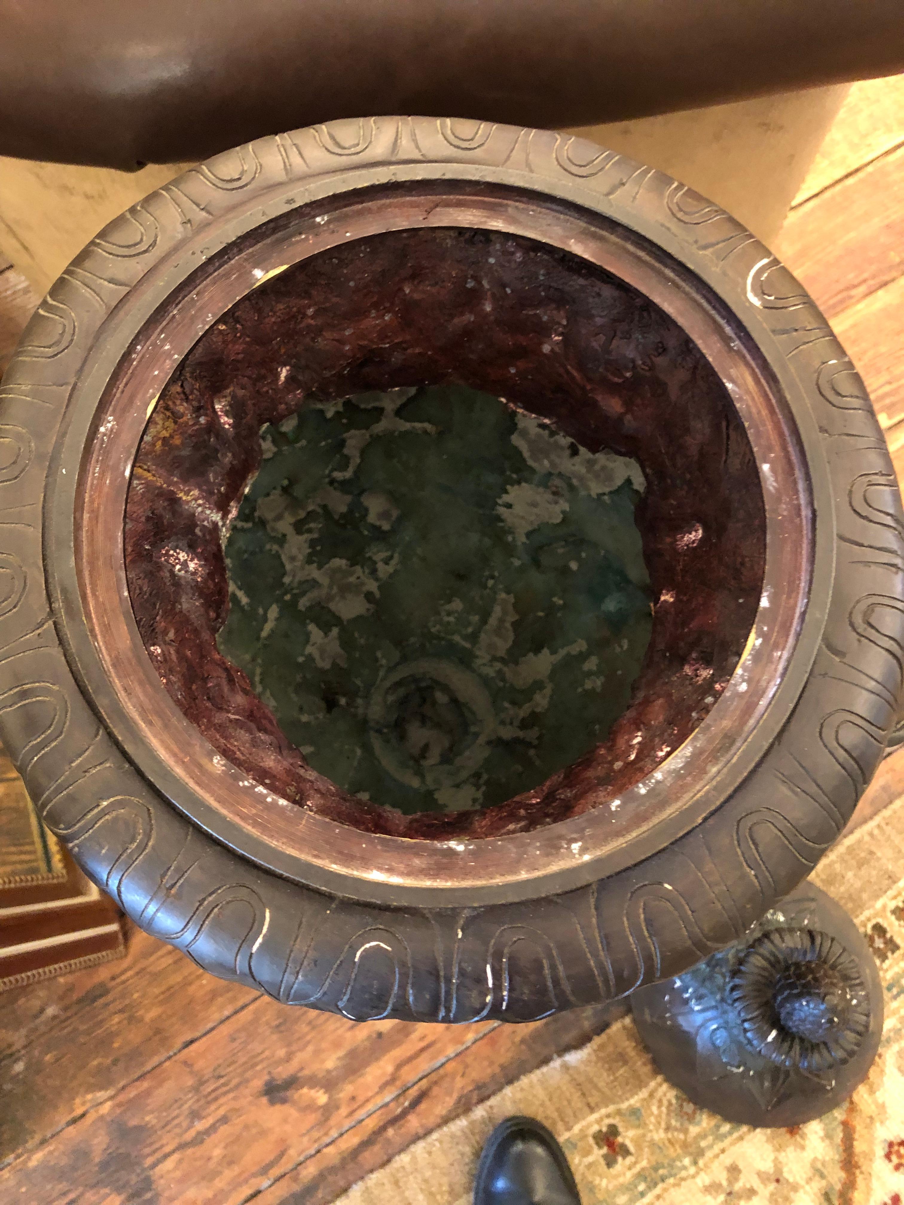 Impressive Large Lidded Ornate Bronze Urn For Sale 1