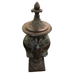 Impressive Large Lidded Ornate Bronze Urn