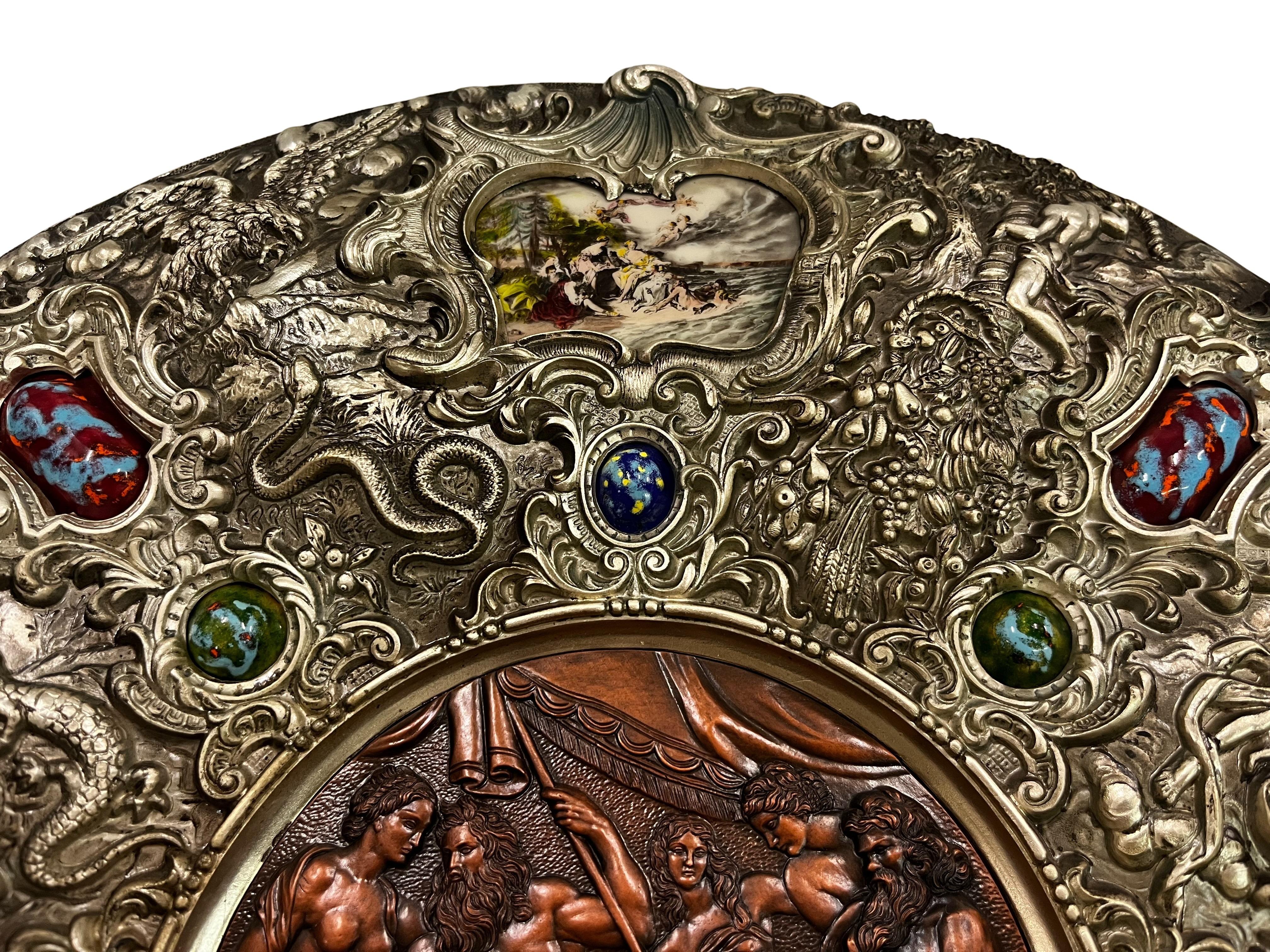 Beeindruckende große Medaillon Platte Emaille Bronze Mythologie Renaissance-Stil Spanien (Spanisch) im Angebot