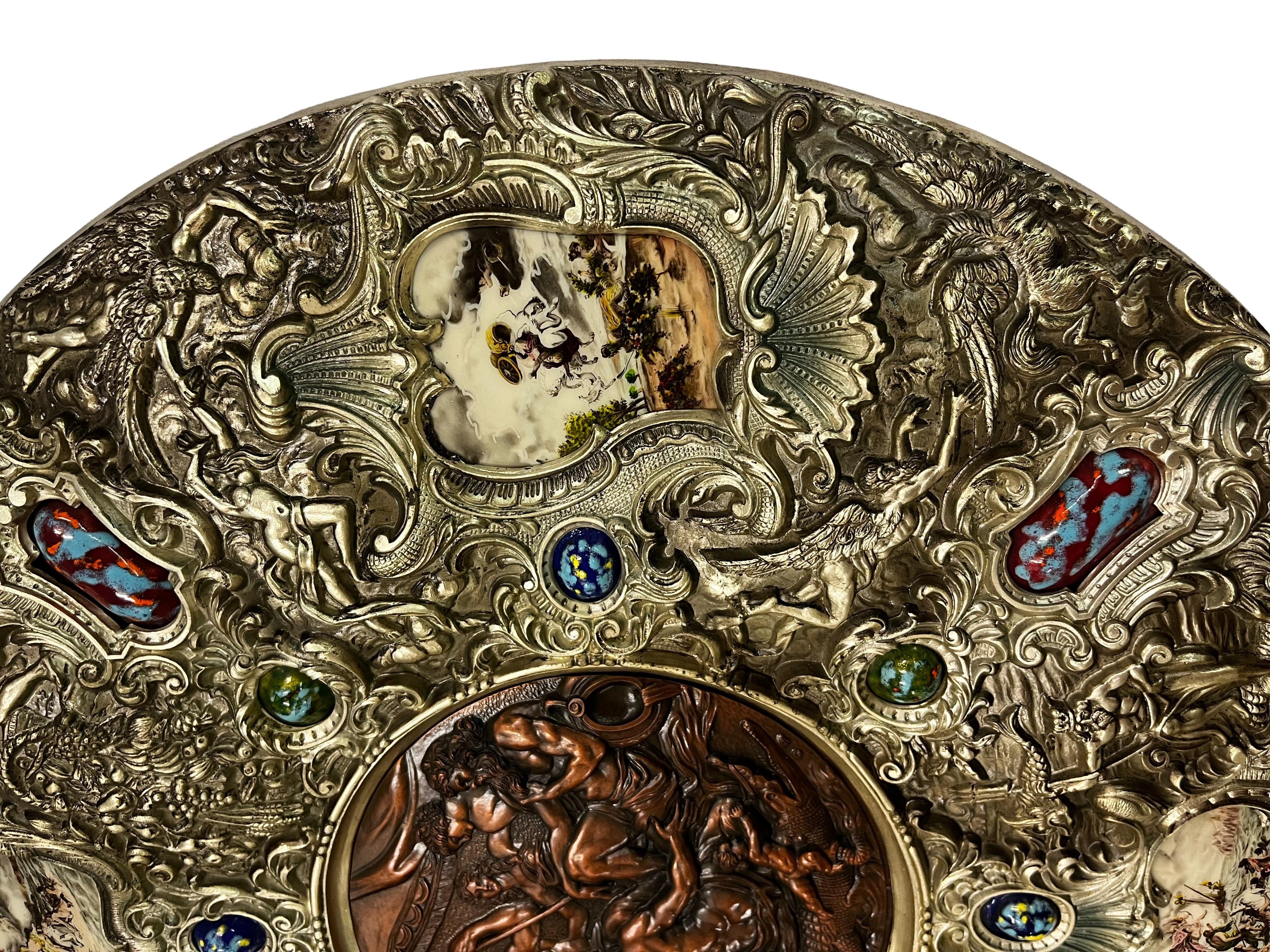Beeindruckende große Medaillon Platte Emaille Bronze Mythologie Renaissance-Stil Spanien im Zustand „Gut“ im Angebot in Wien, AT
