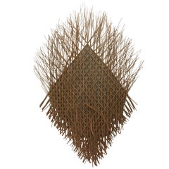 Impressive Large Natural Reed Woven Abstract Wall Sculpture