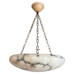 Impressive, Large 
Nicely Balanced Top Art Deco Alabaster Pendant / Chandelier