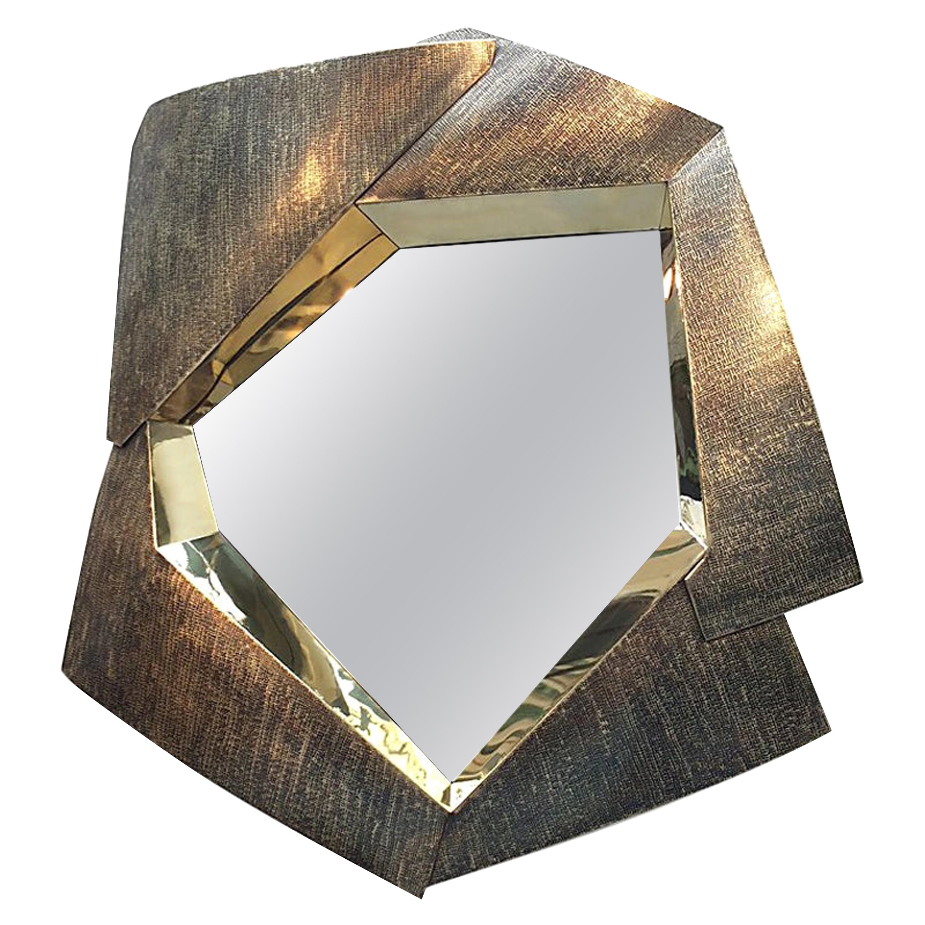 Impressive Large One of a Kind Brass Mirror, France