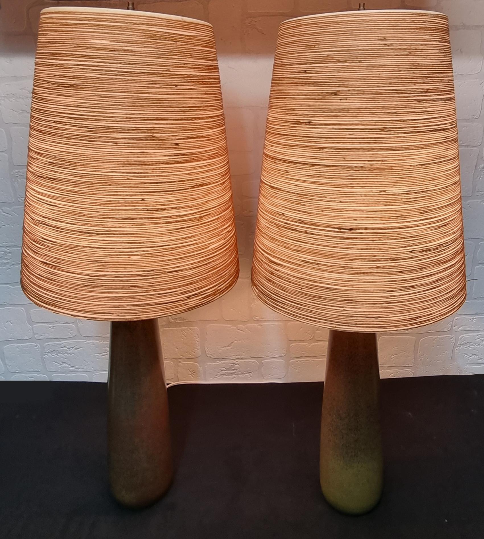 Impressive Large Pair of 1960's Ceramic Lamps by Lotte and Gunnar Bostlund  For Sale 3