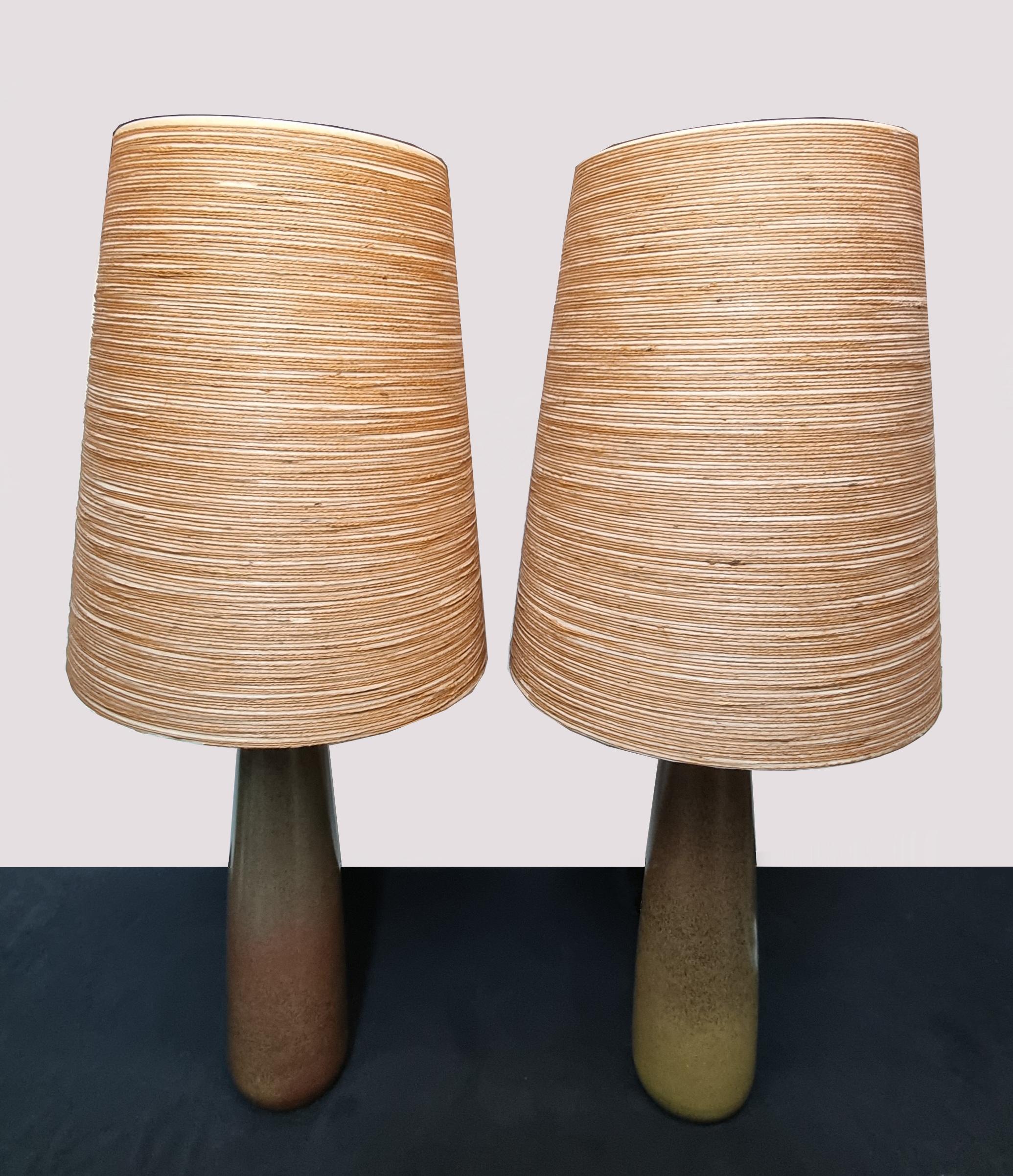 Impressive Large Pair of 1960's Ceramic Lamps by Lotte and Gunnar Bostlund  For Sale 9
