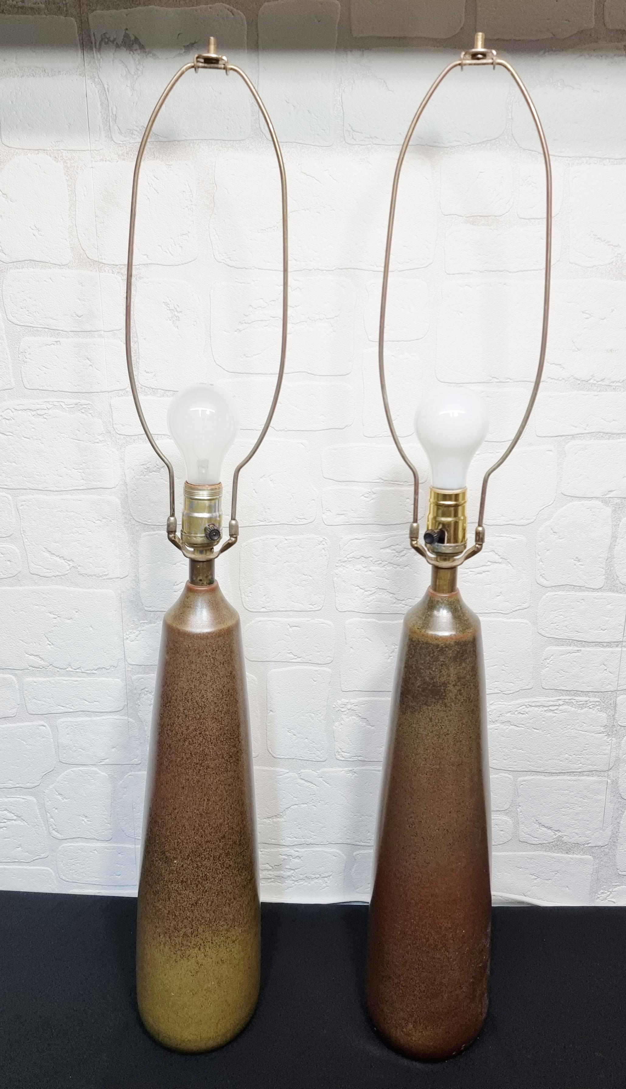 Impressive Large Pair of 1960's Ceramic Lamps by Lotte and Gunnar Bostlund  In Good Condition For Sale In Ottawa, Ontario